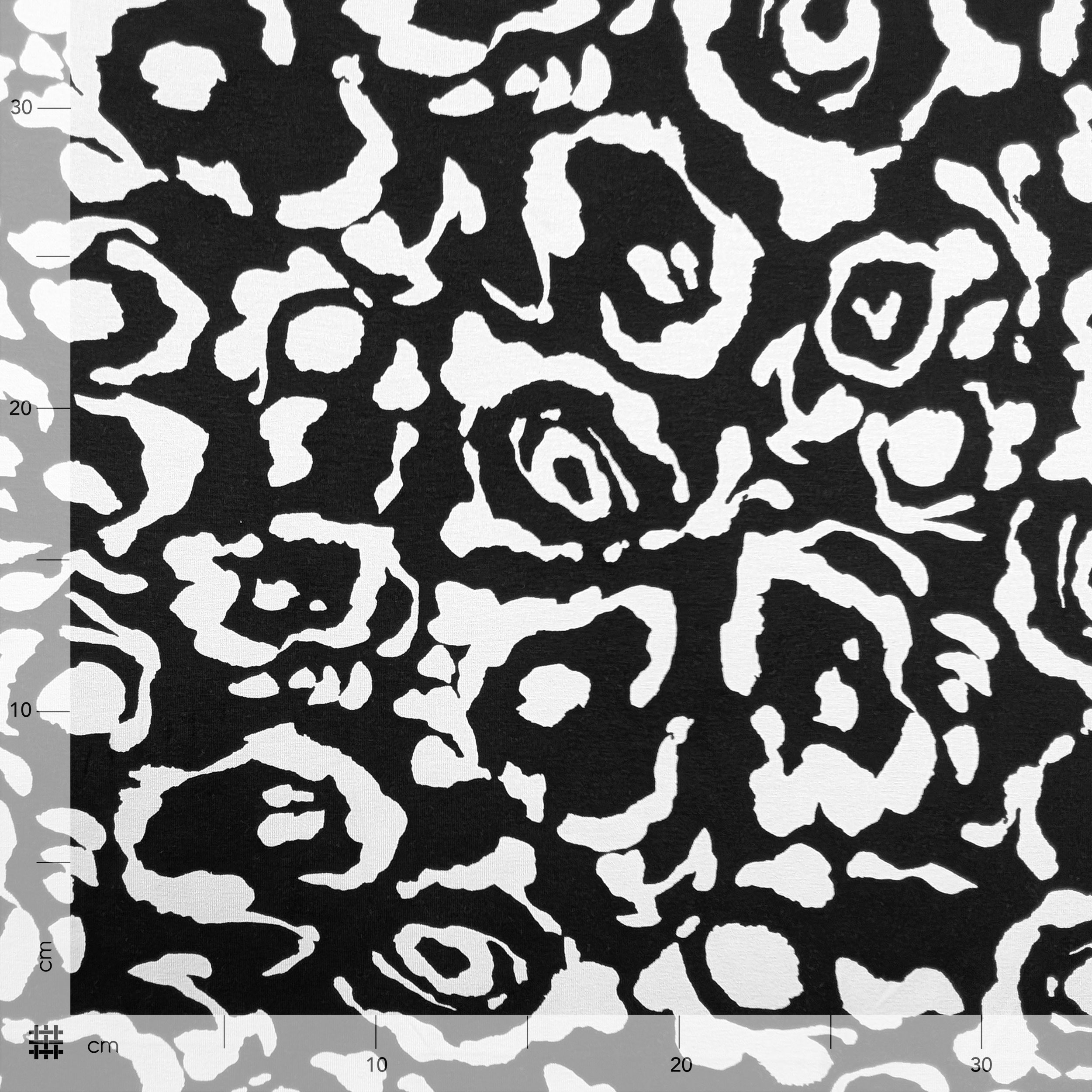 Black and White Abstract Floral Fantasy Viscose Jersey Image
