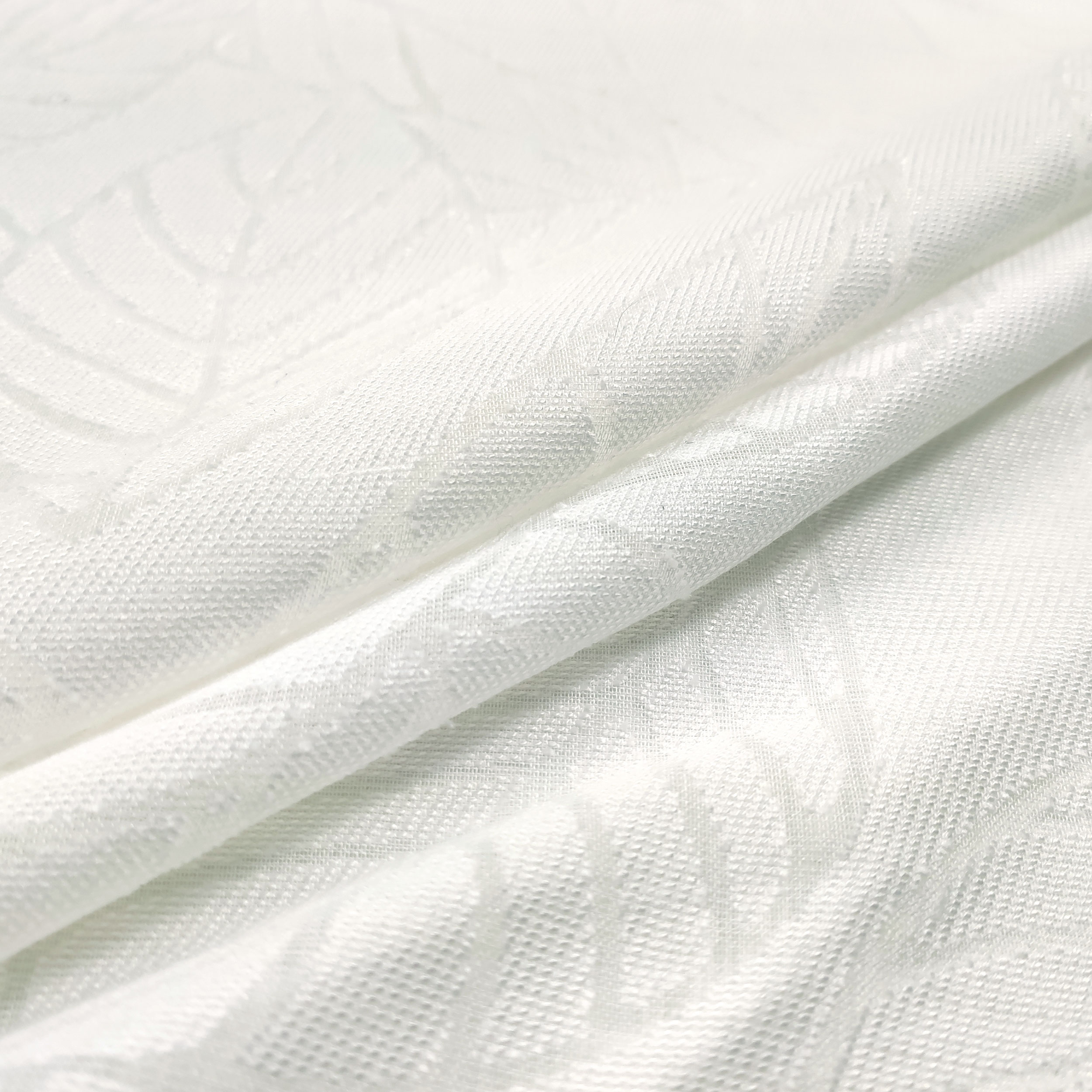 Tissu de rideau naturel avec feuilles Devoré