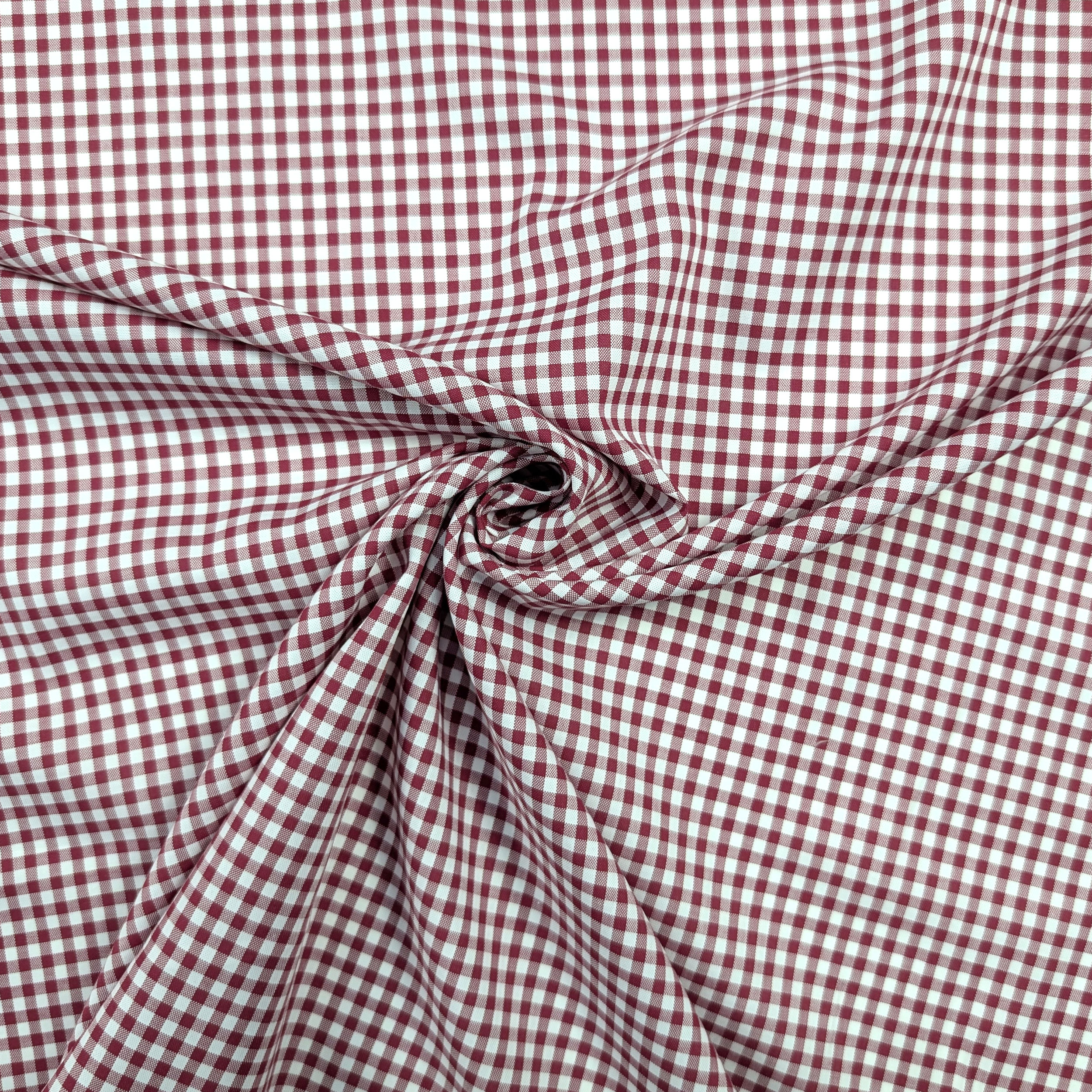 Cotton for Shirts Quadrettino Bordeaux Image