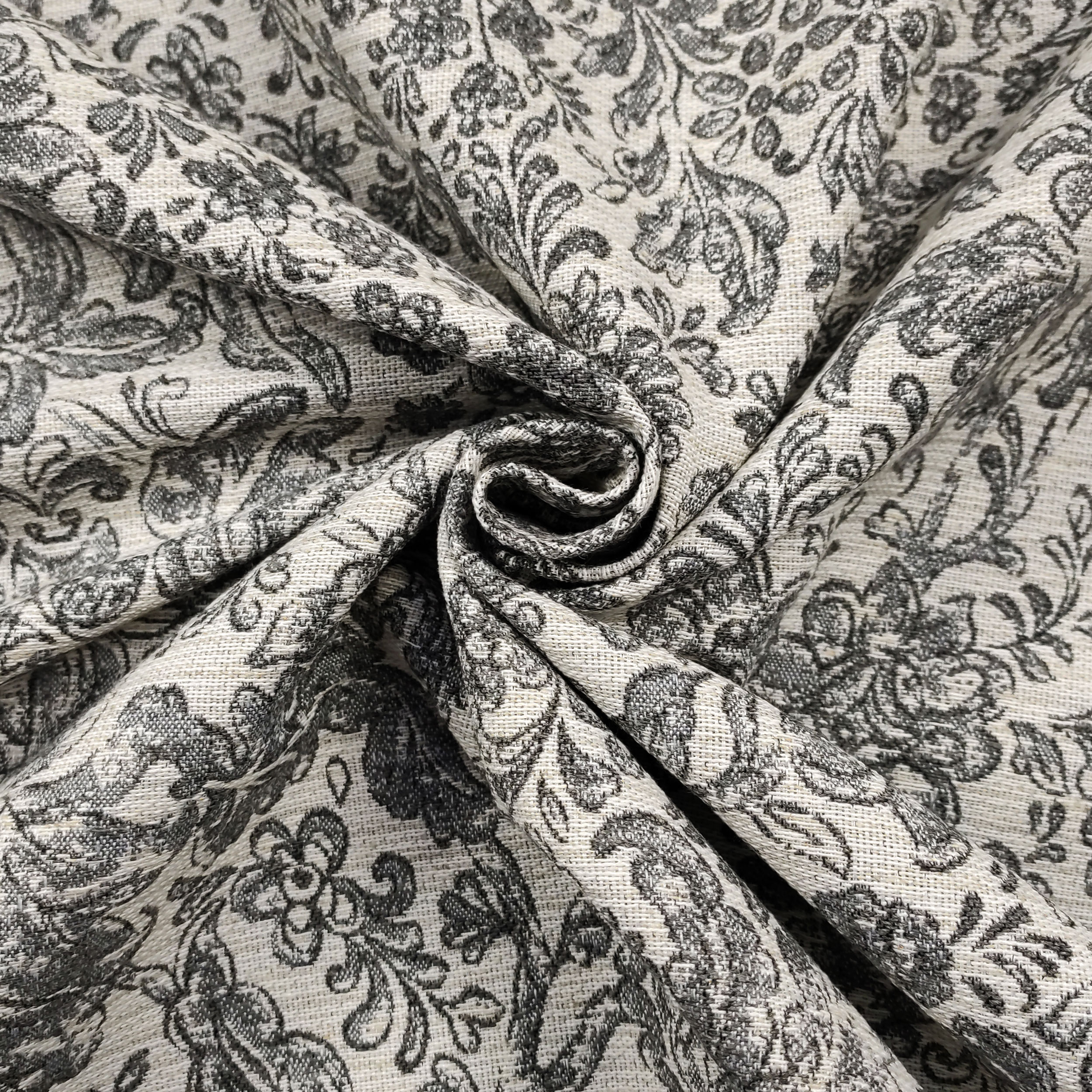 Grauer Blumen-Jacquard-Stoff