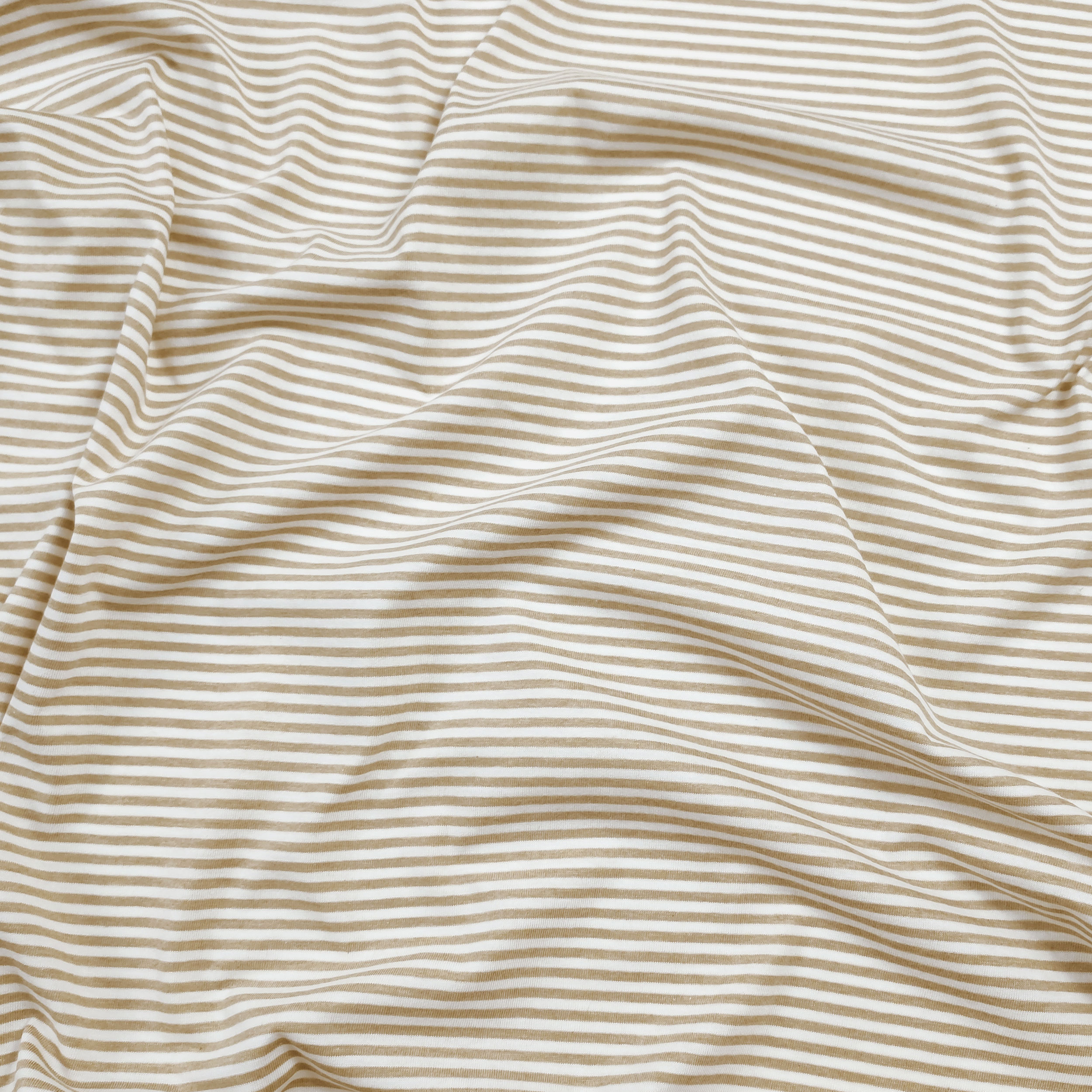Baumwoll-Jersey Dünne Streifen Beige