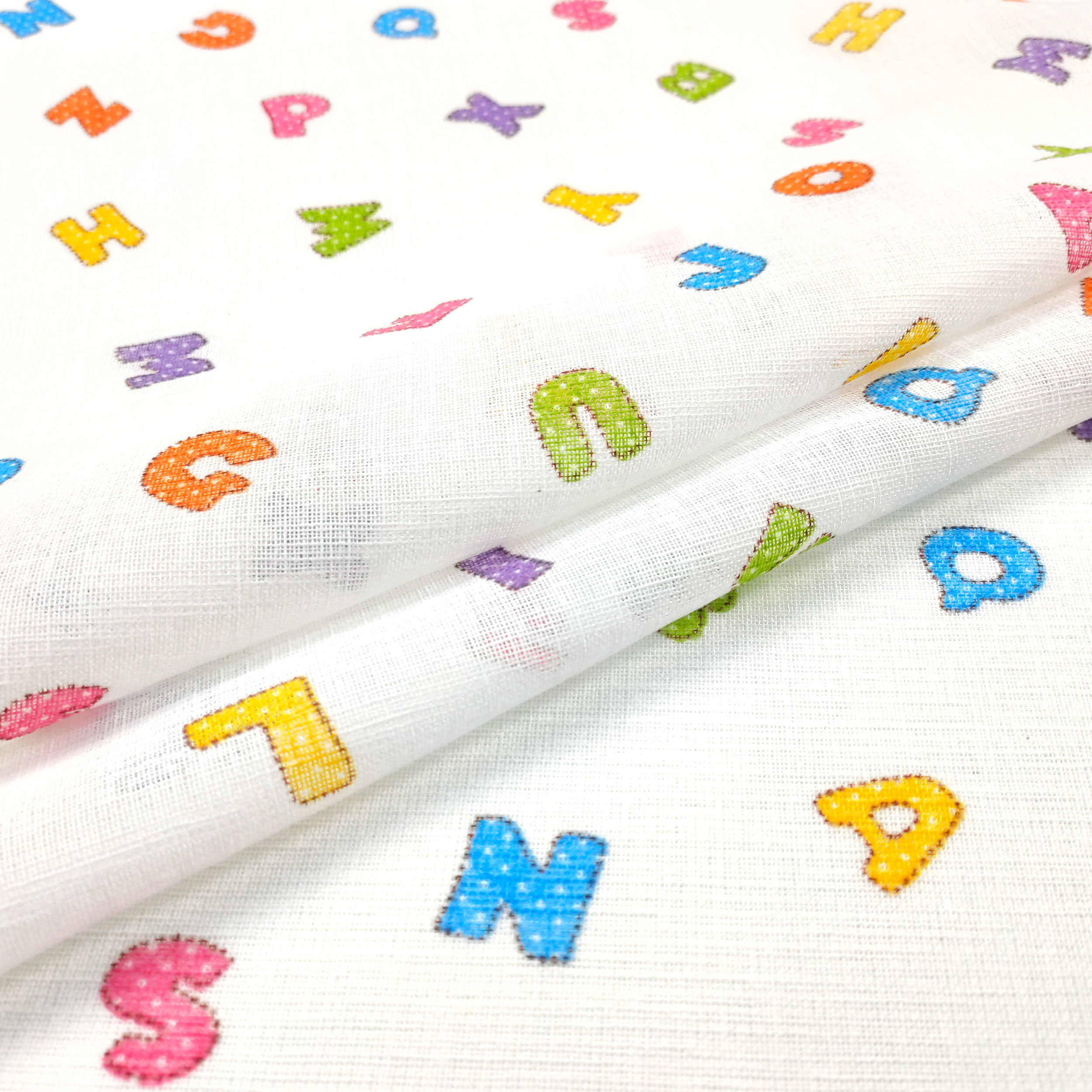 Tissu de rideau fantaisie à lettres colorées