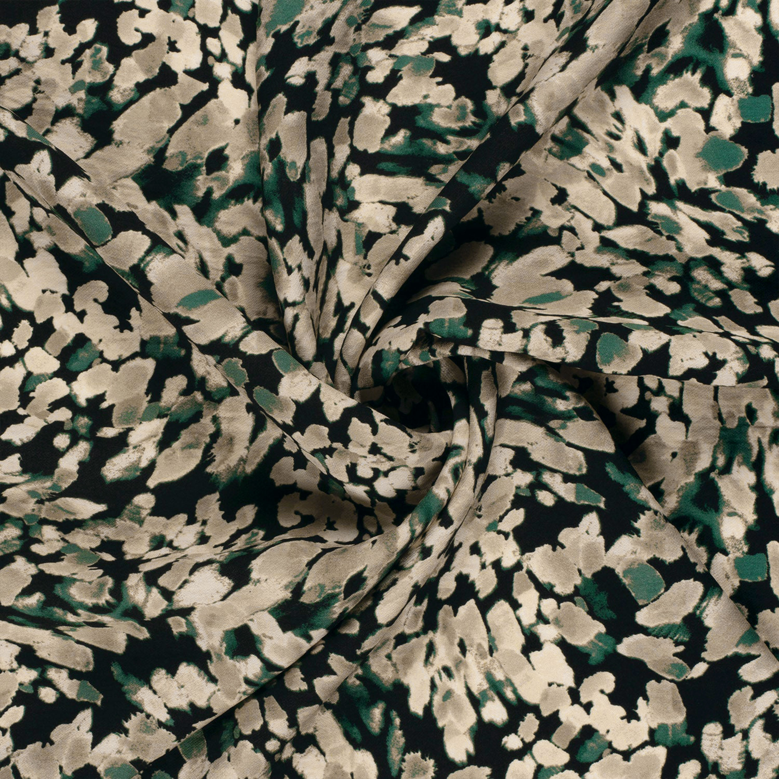 Viscose Hand Crepe Floral Abstract Green Image