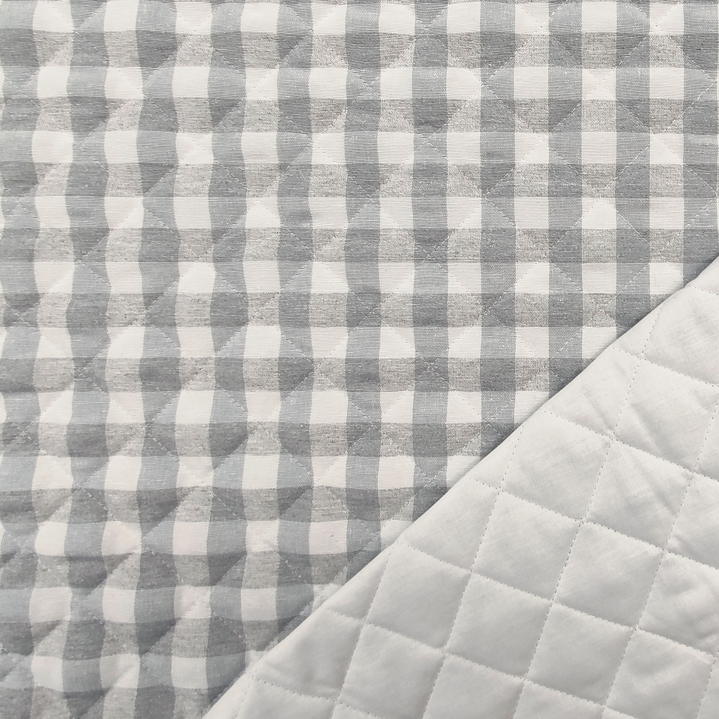 Light Grey Quilted Check Fabric