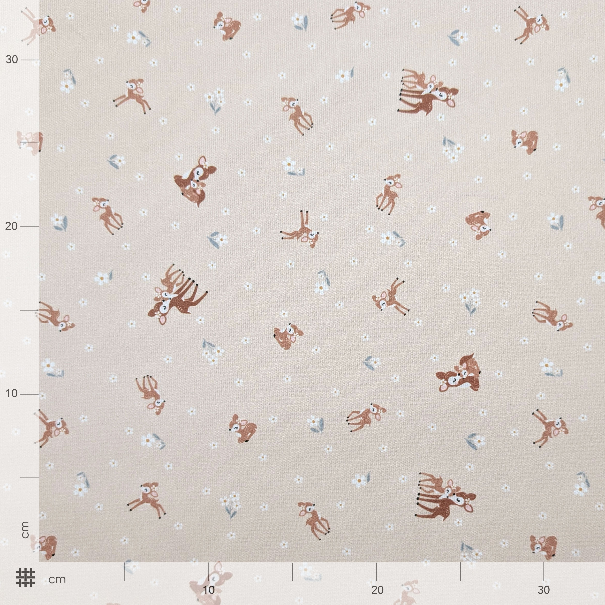 Cotton Piquet Deer and Flowers Image