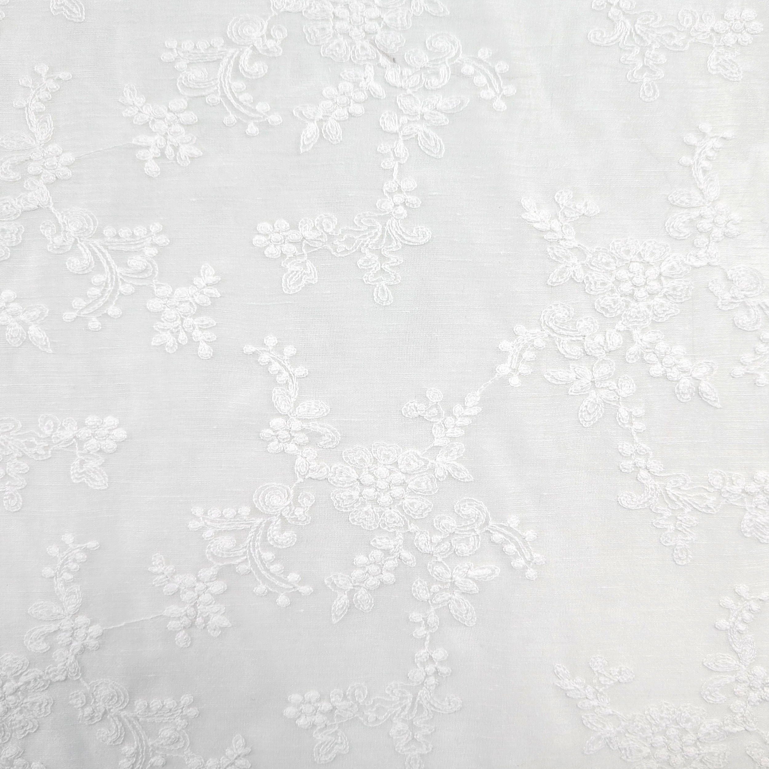 Embroidered Muslin White Flowers Image