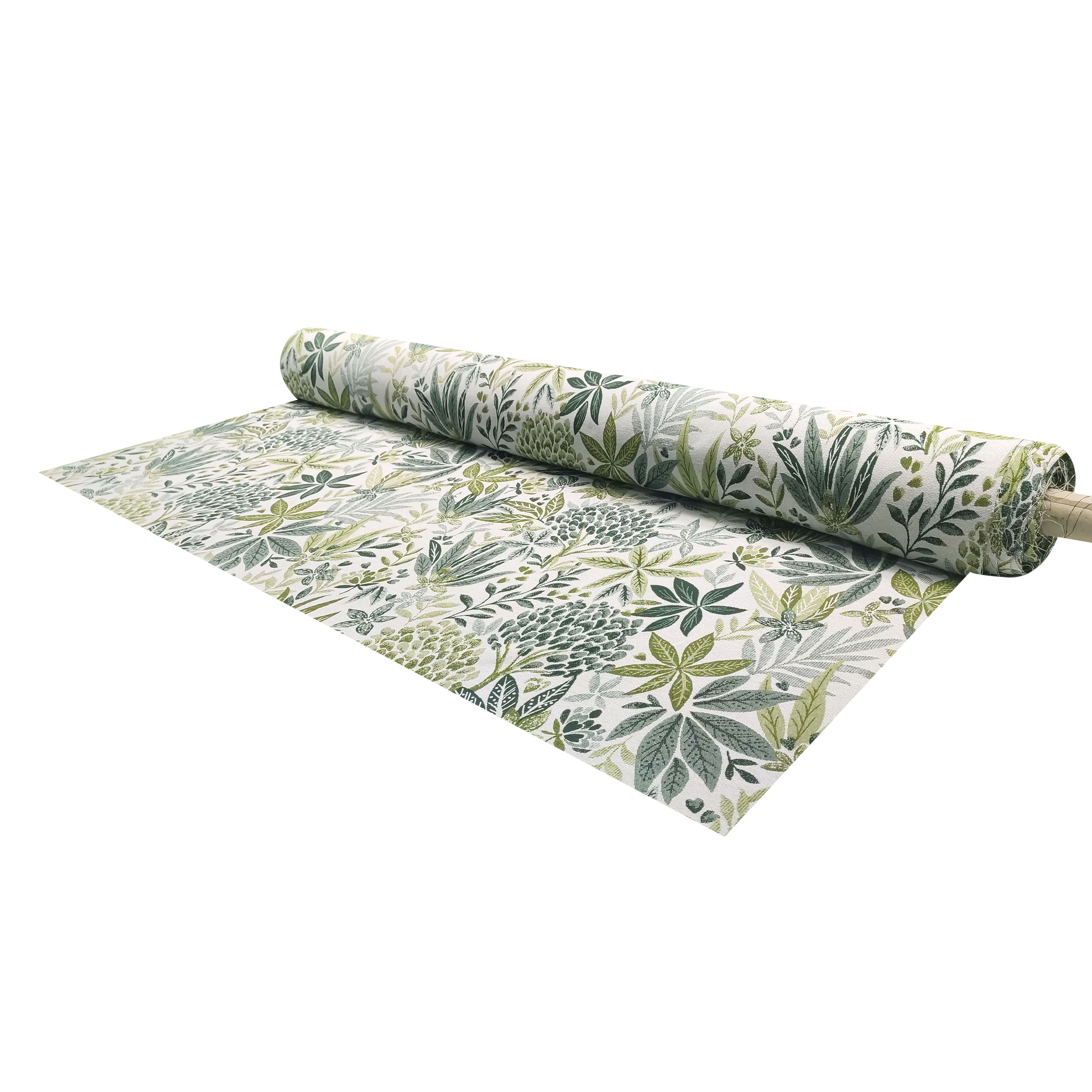 Flores de jacquard y hojas verdes