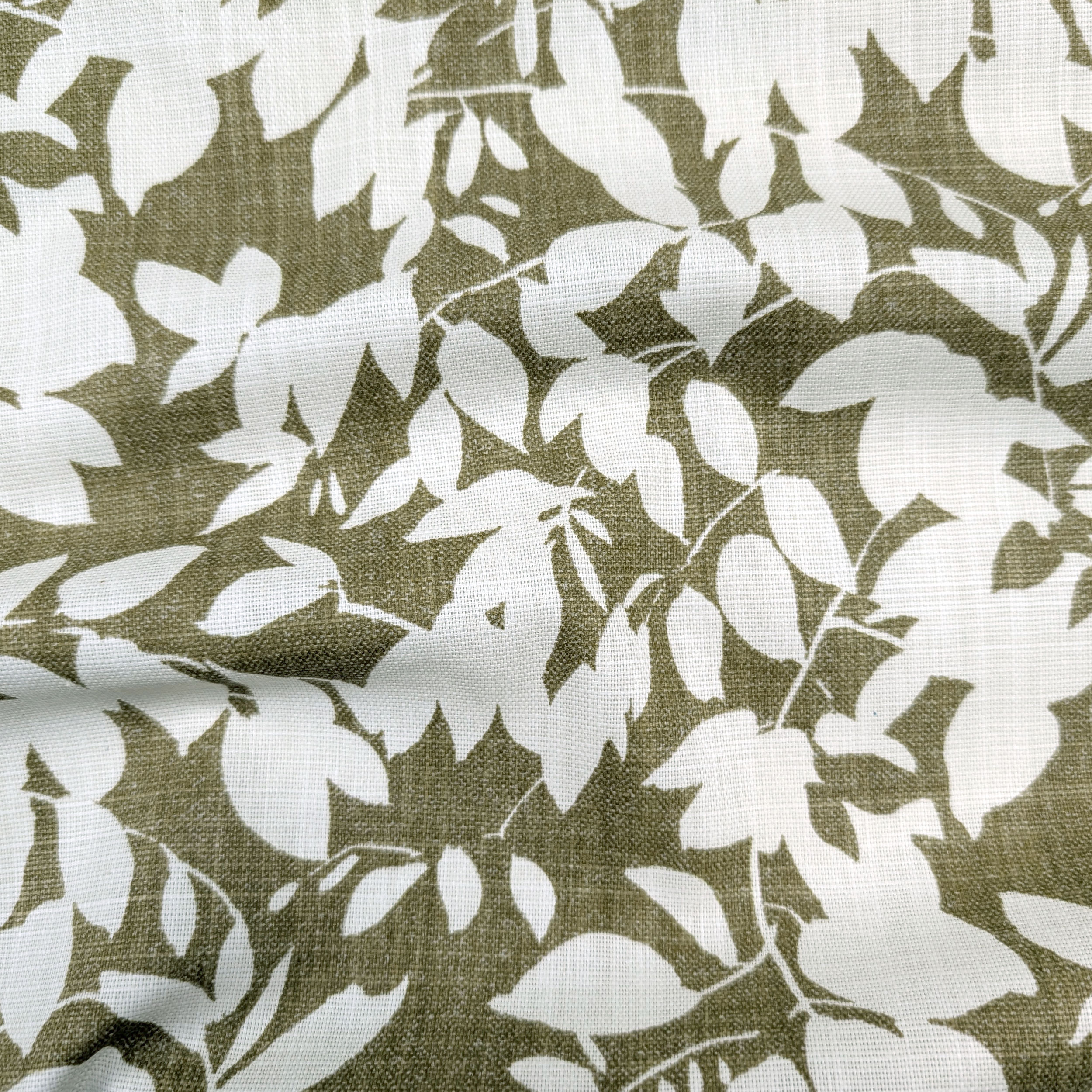 Cotton Linen Decor Leaves Background Olive Image