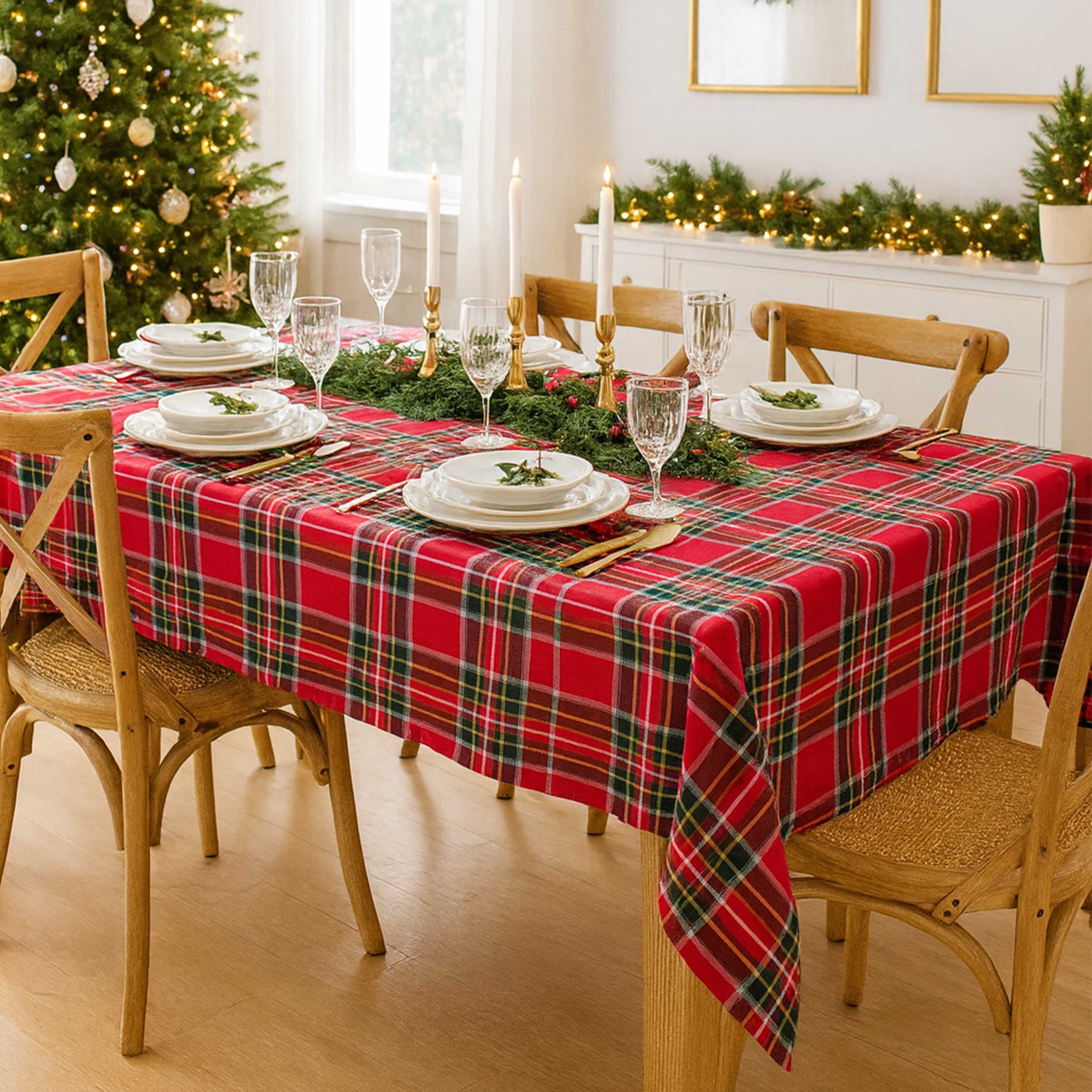 Large Lurex Red Scottish Furnishing Fabric Image