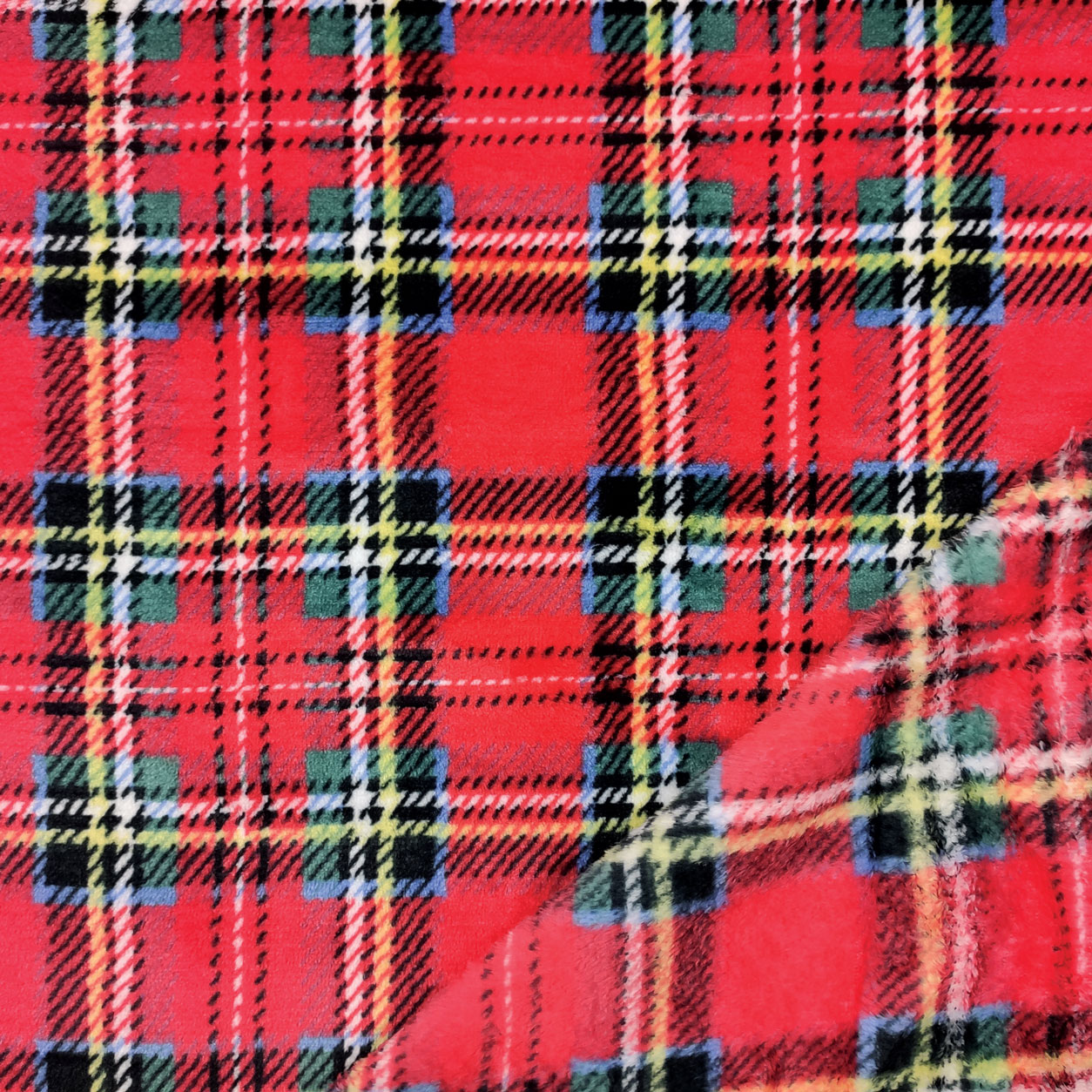 Vellón escocés de cachemira rojo y azul
