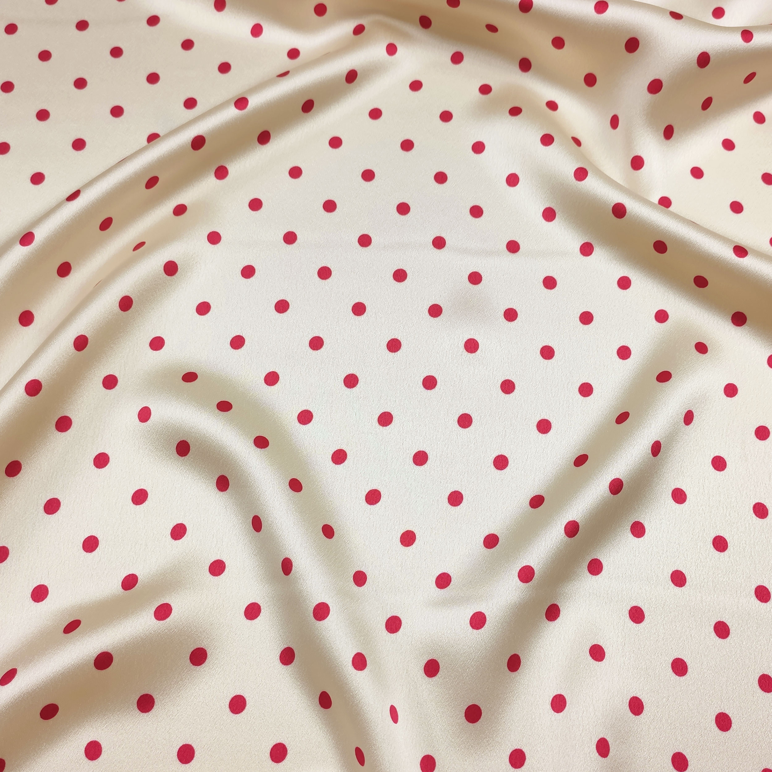 Silk Satin Red Polka Dot
