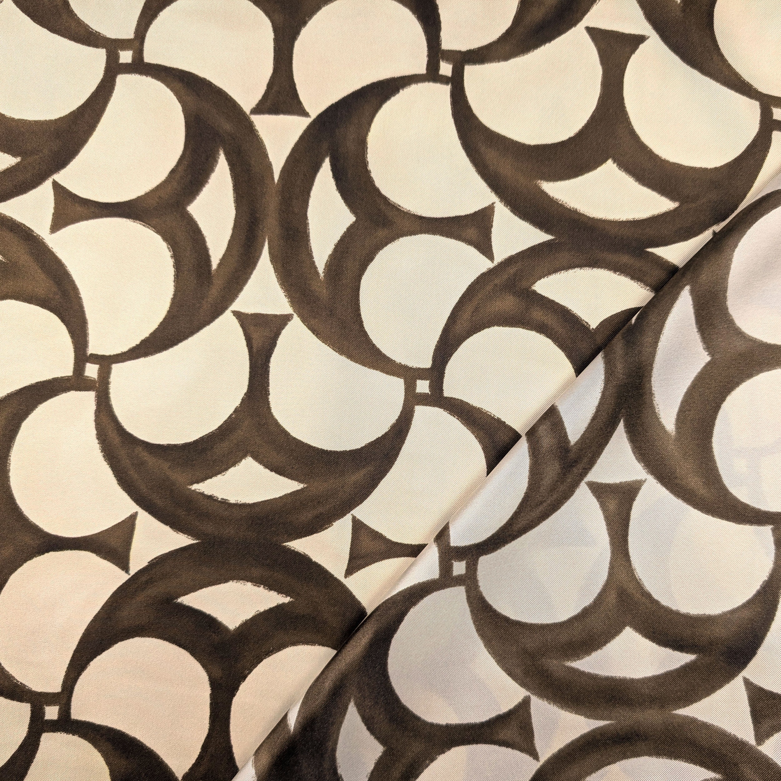 Twill Silk Brown Geometries High Fashion Image