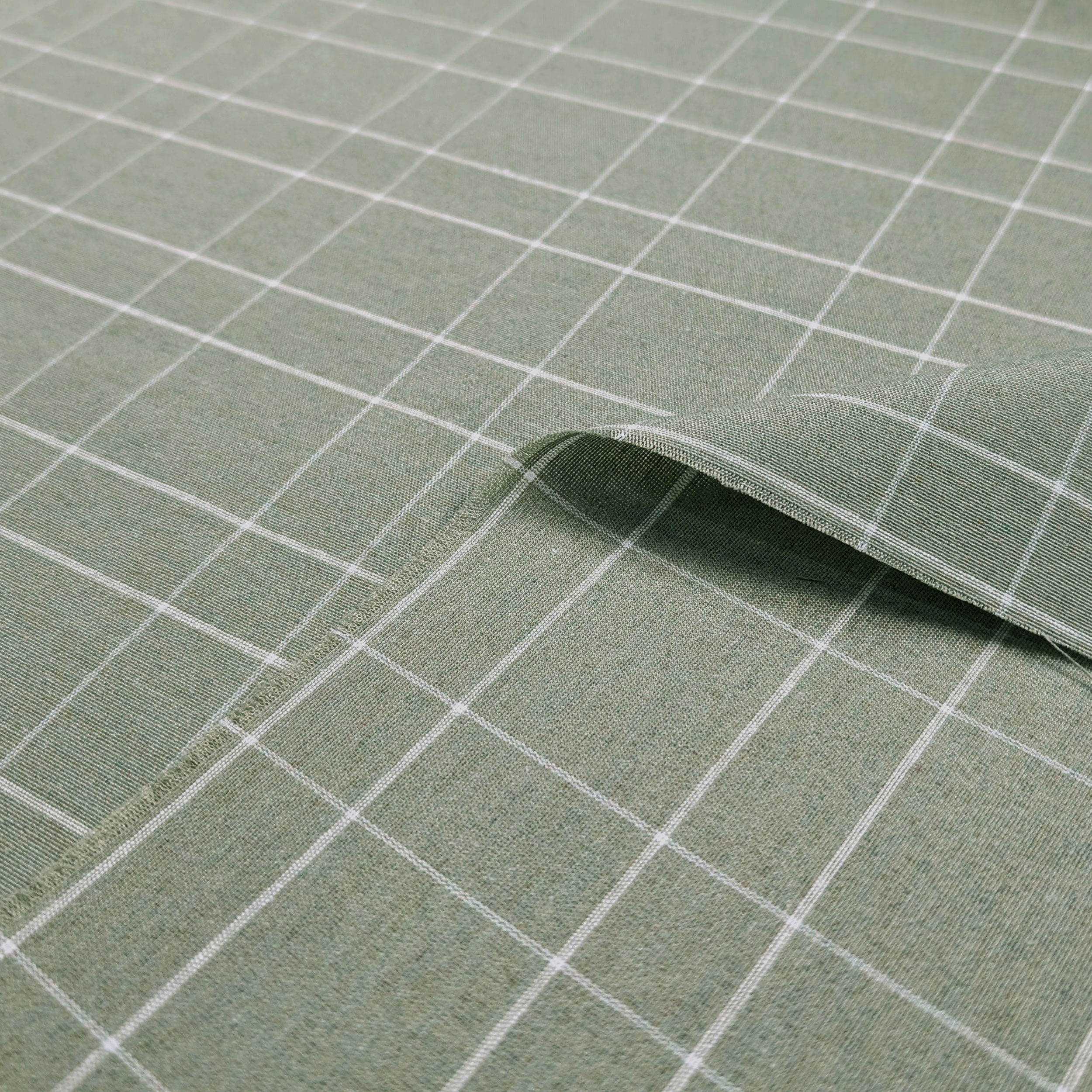 Sage Cotton Blend with White Checks Image