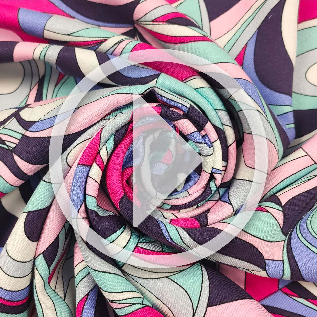 Dressmaking Printed Viscose Twill - Abstract Pink Design Image