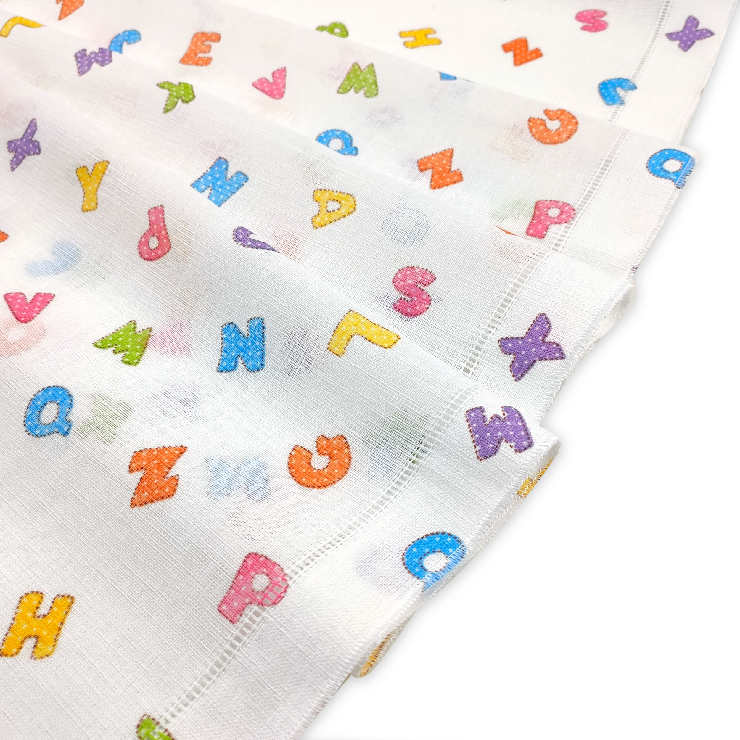 Tissu de rideau fantaisie à lettres colorées