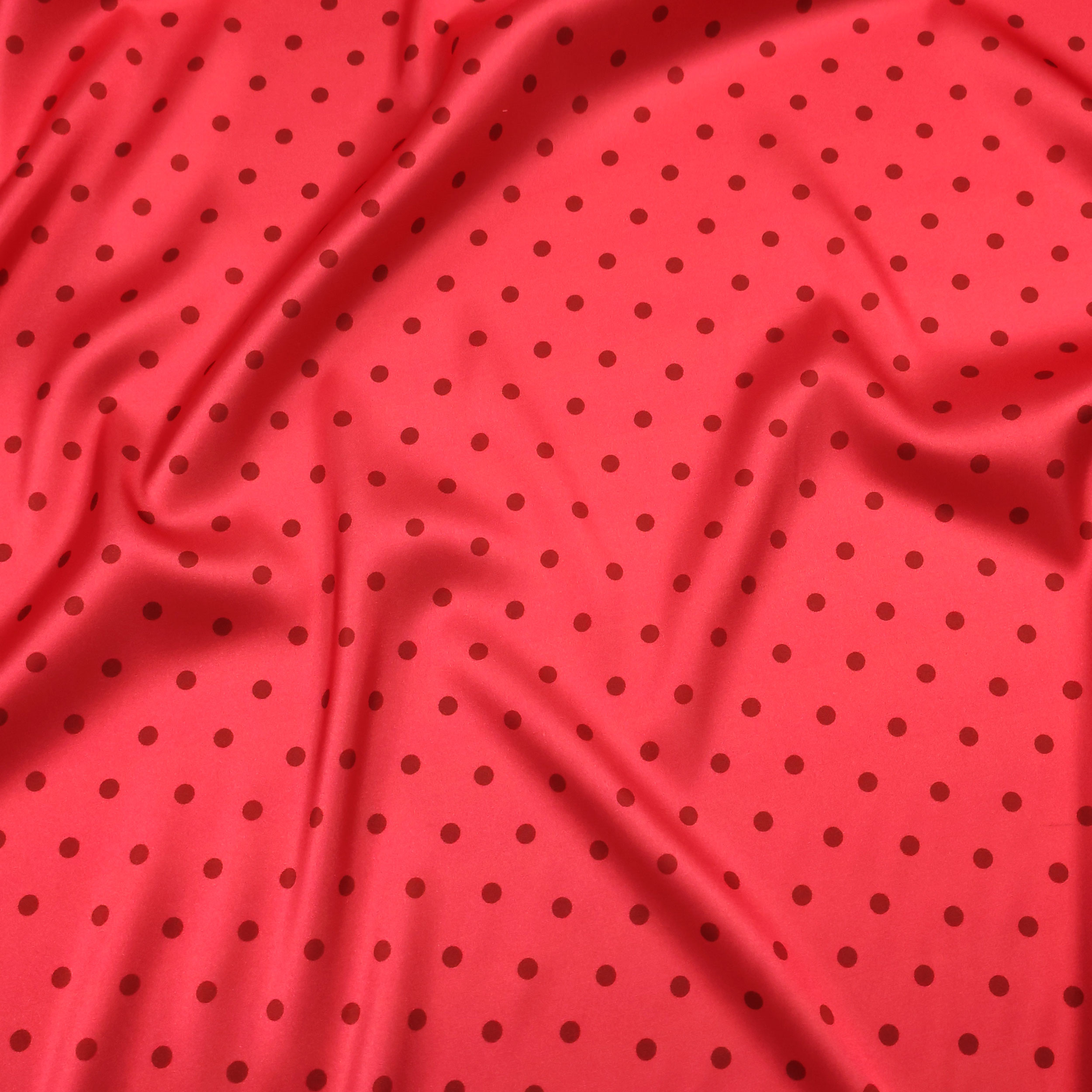 Elasticated Satin Set High Fashion Polka Dot Background Coral