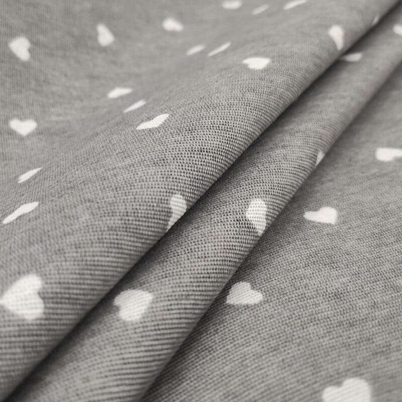 Furnishing Fabric White Hearts Grey Background Image