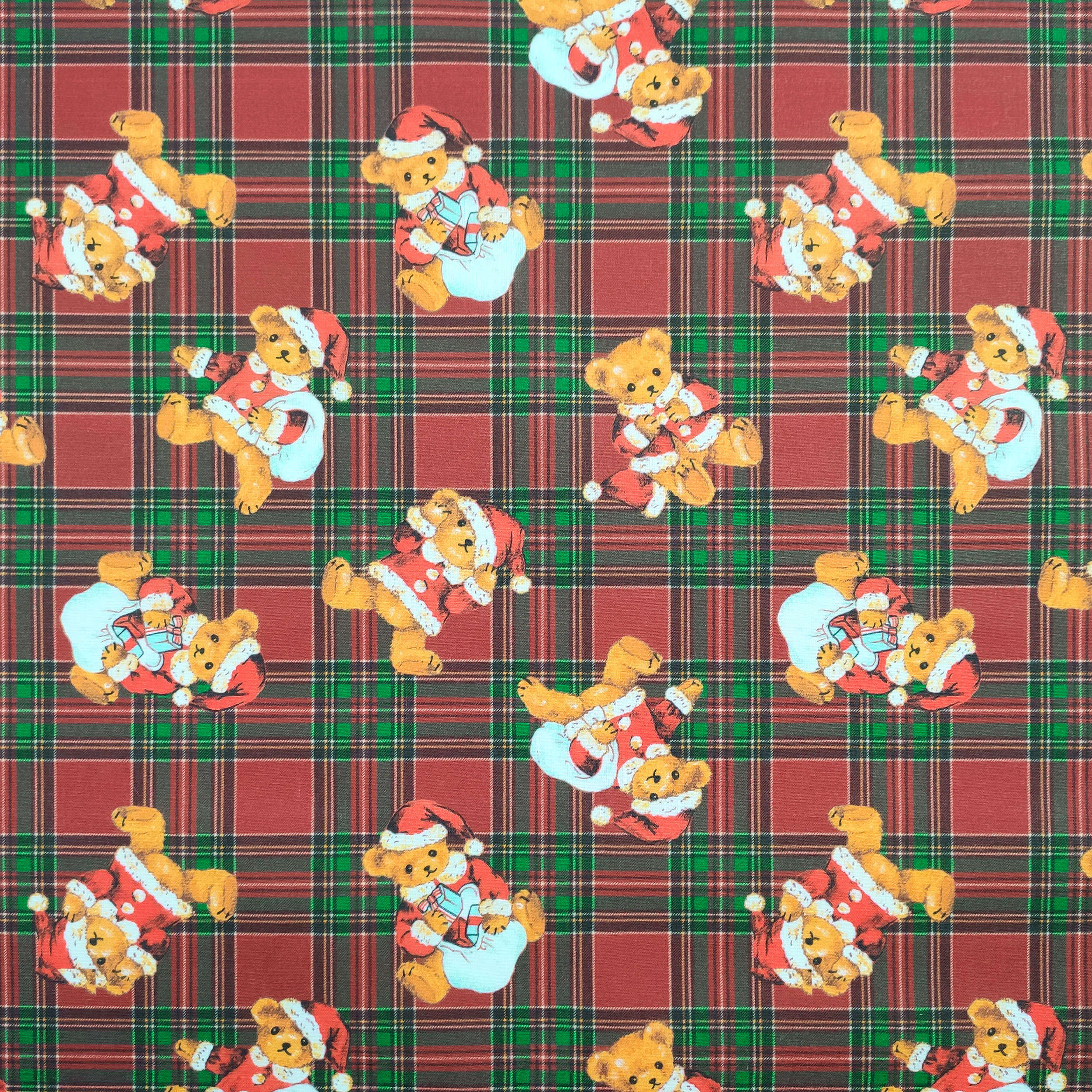 Christmas Cotton Satin Teddy Tartan Background (fond écossais)