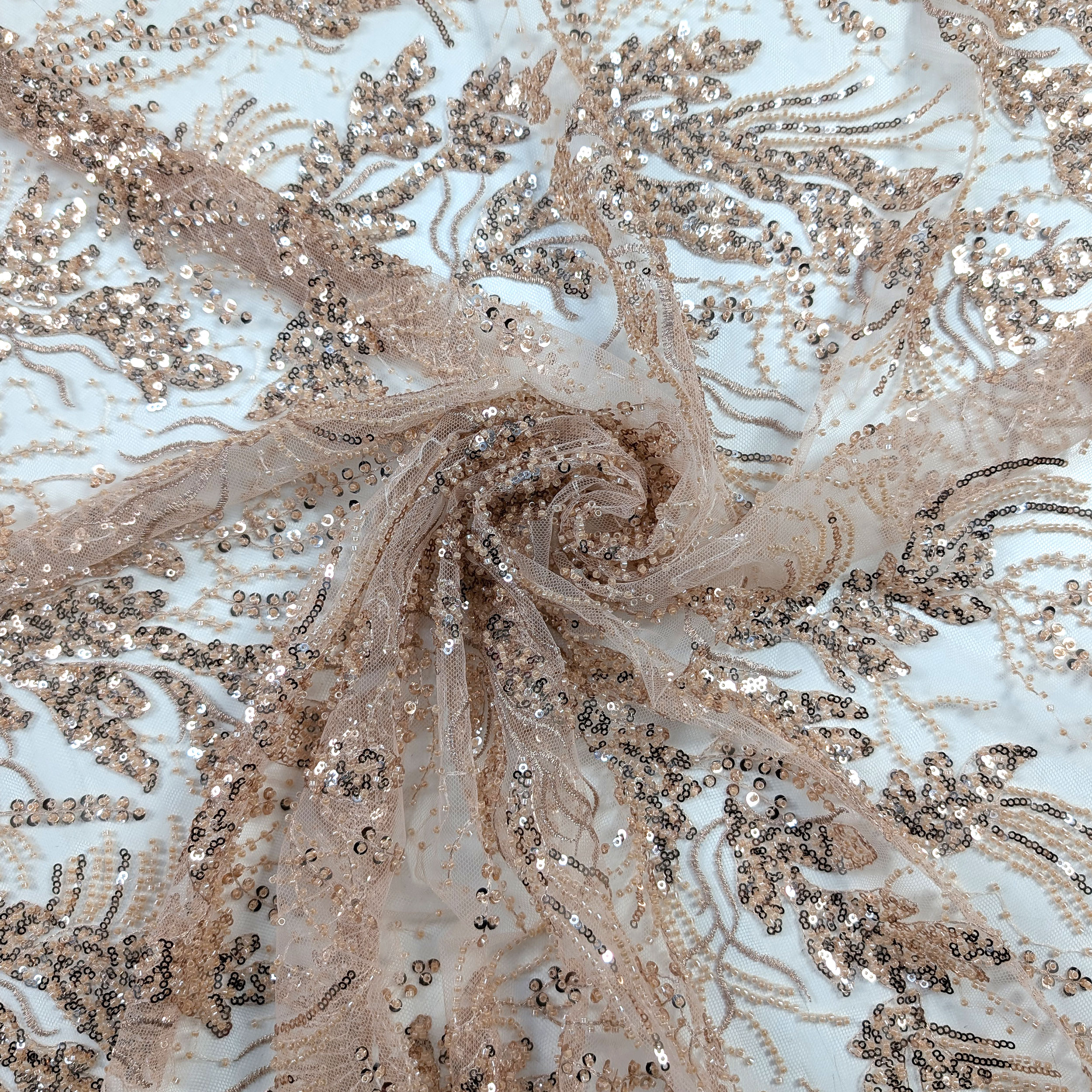Fabric Sequins Embroidery Powder Flowers Image