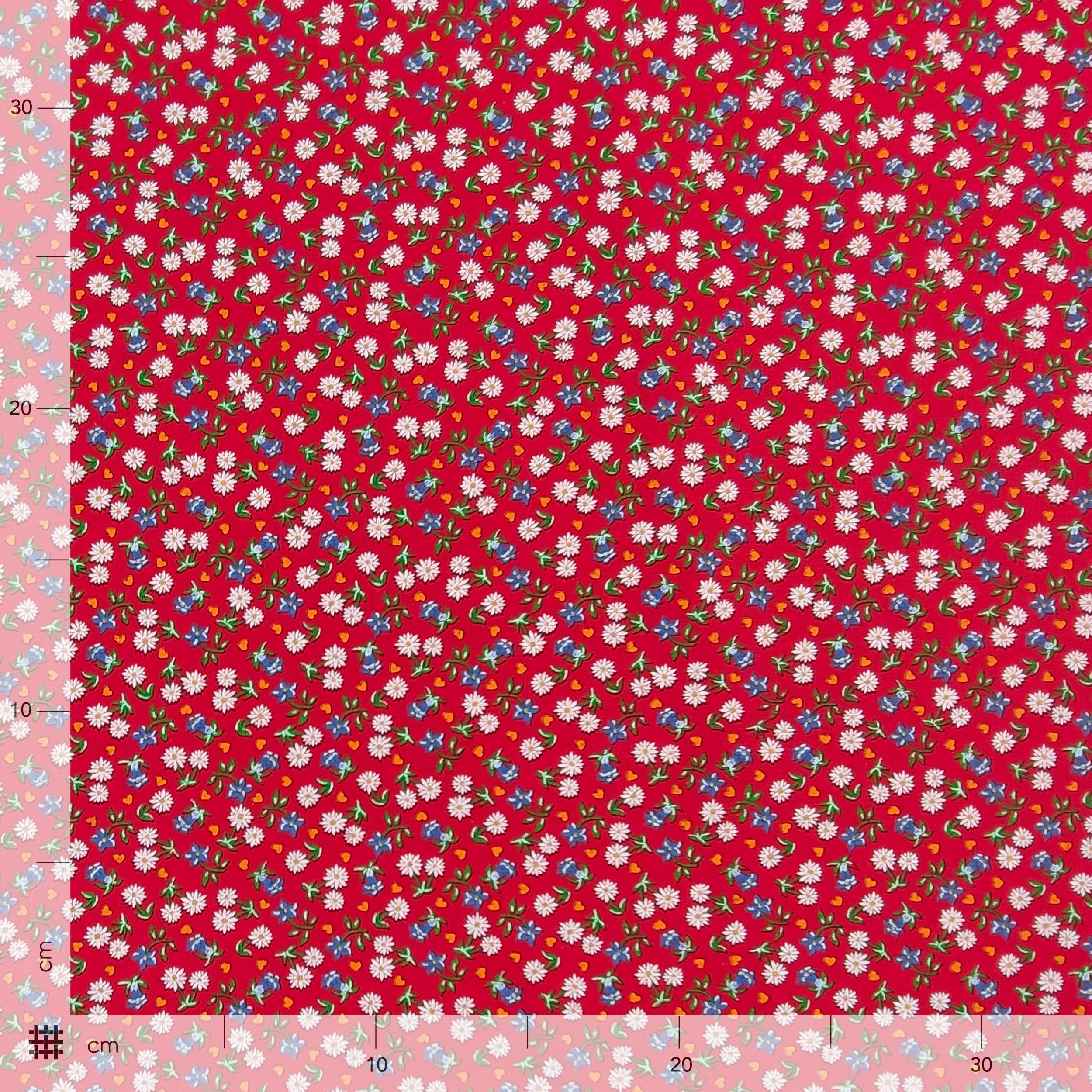 Tela tirolesa de algodón Fondo rojo