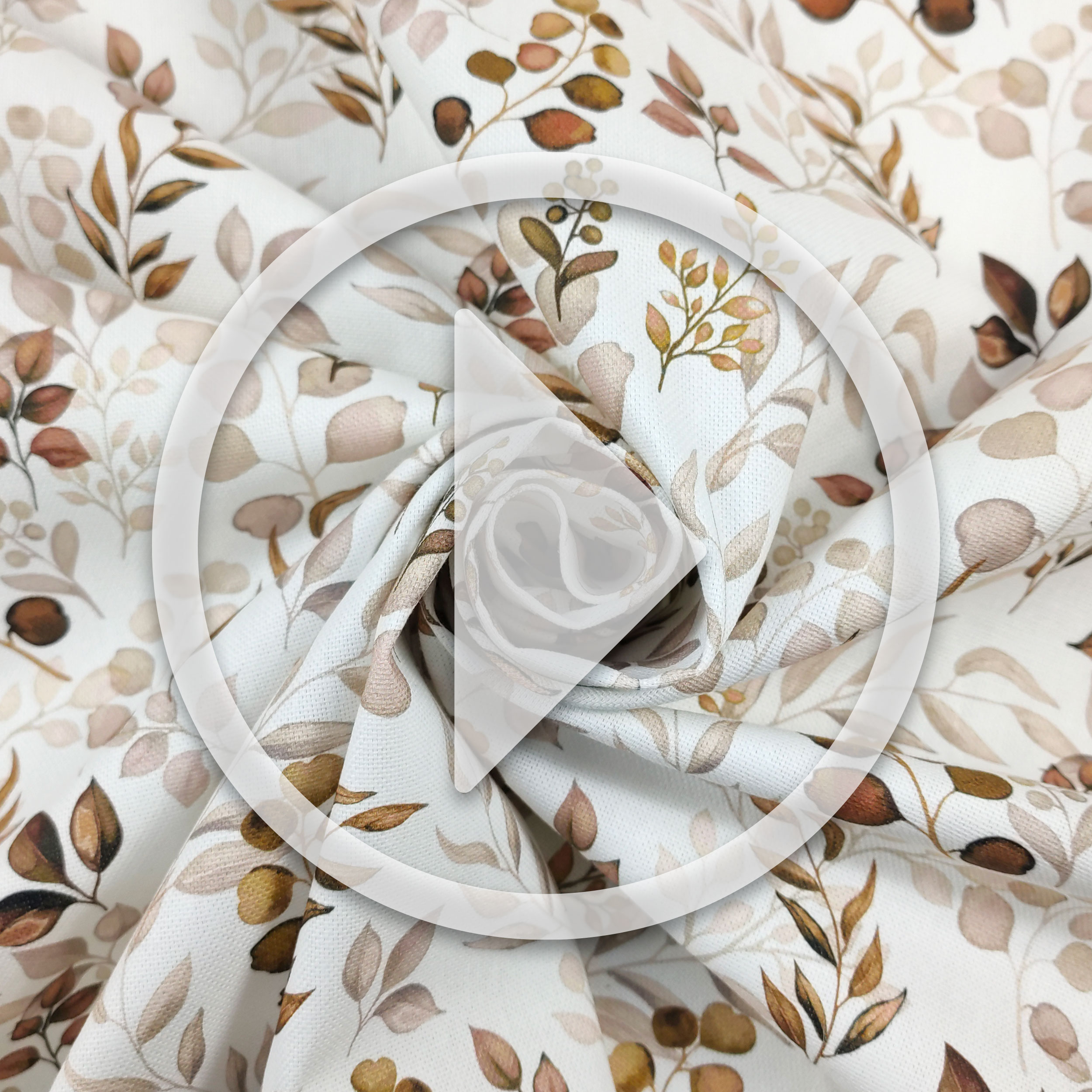 Cotton Fabric Furnishing Leaves Autumn Tones Image