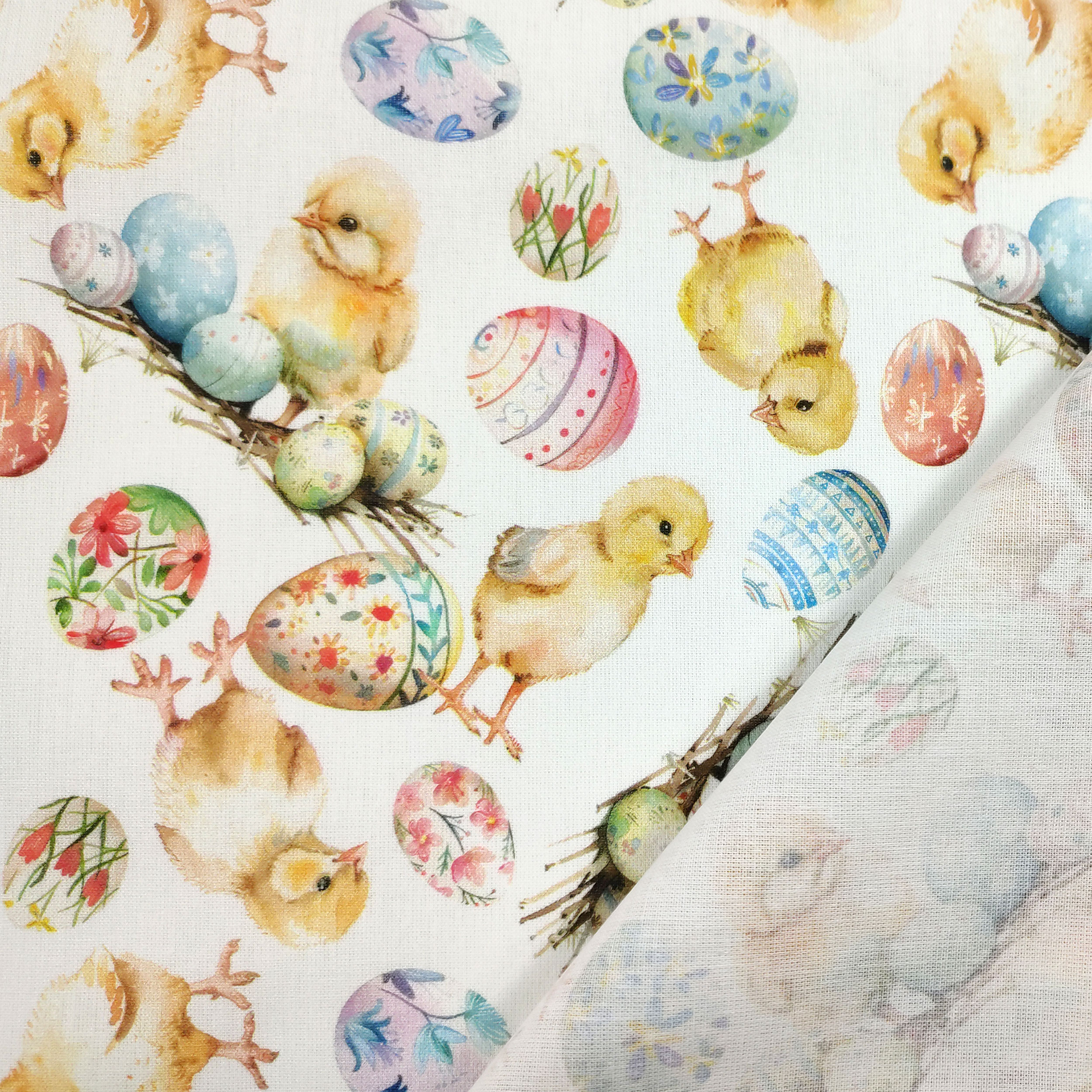 Poussins et œufs de Pâques en coton fantaisie