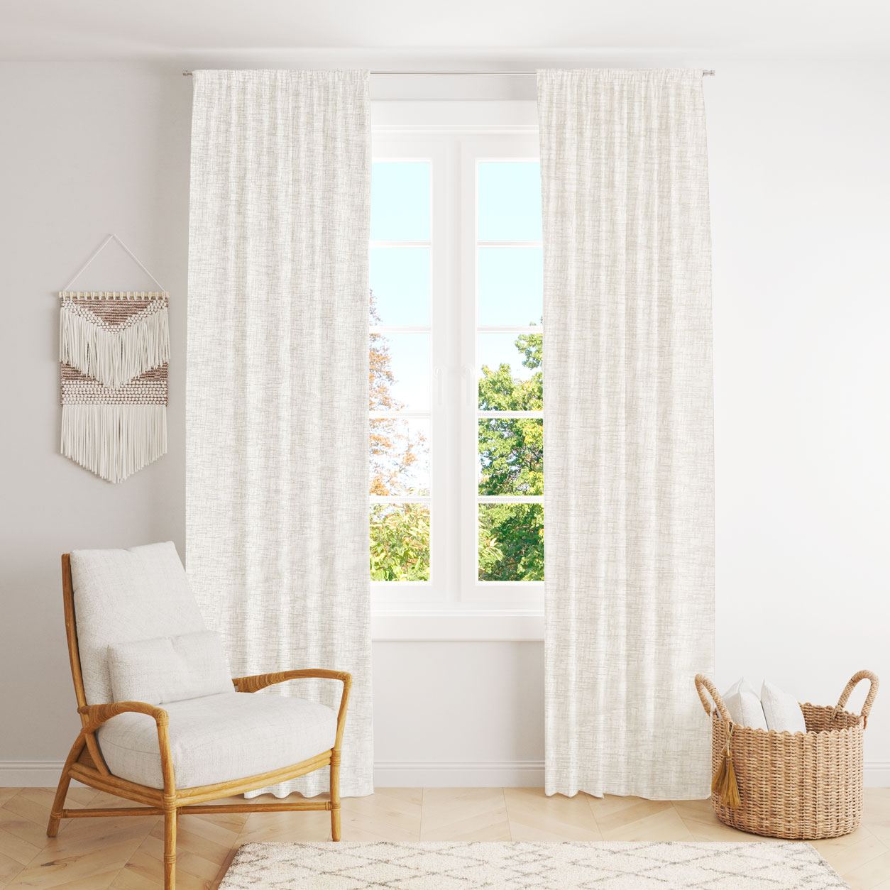Scampiolo Faux Linen Curtain Plain Ivory 85x320 cm