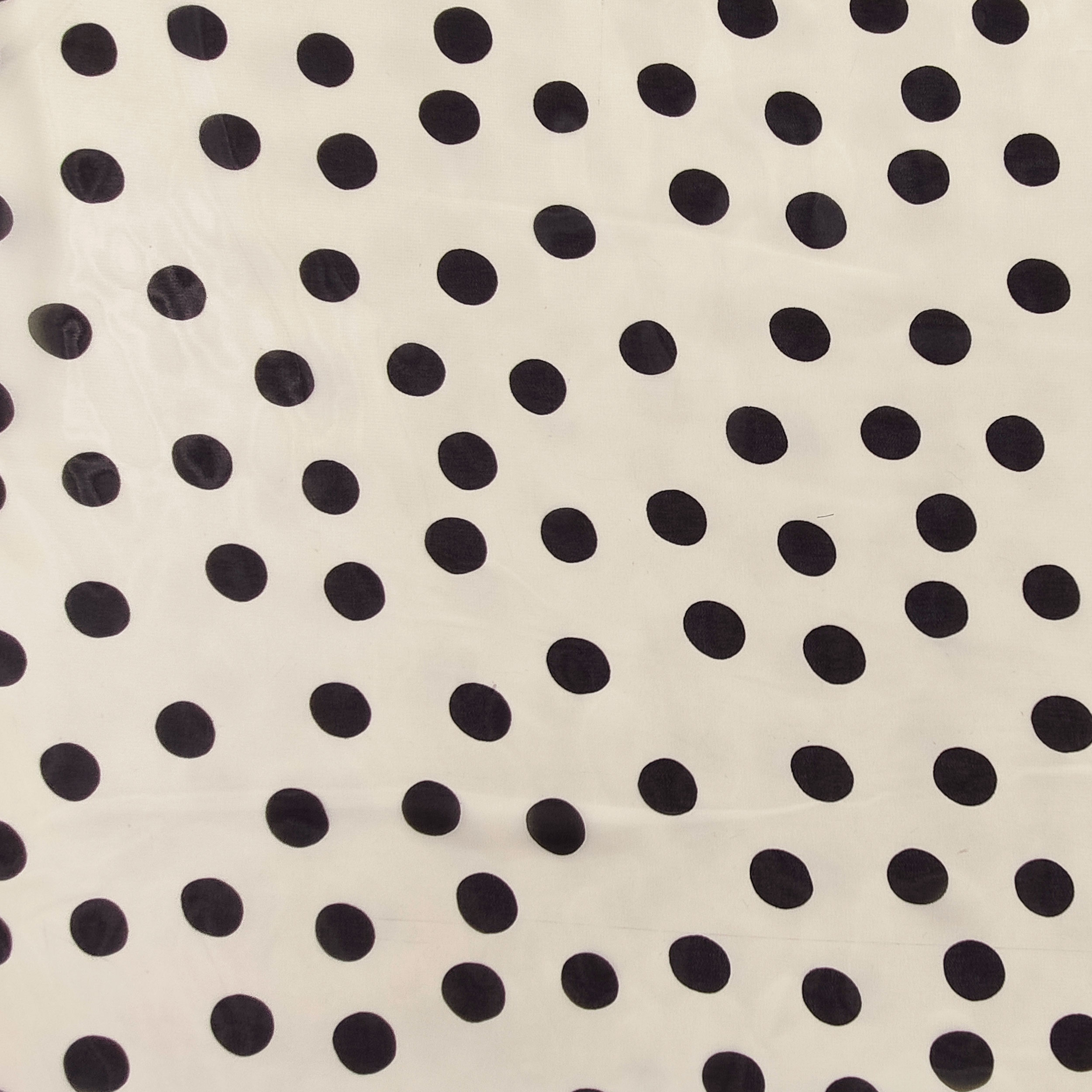 Tissu Georgette crème à pois noirs