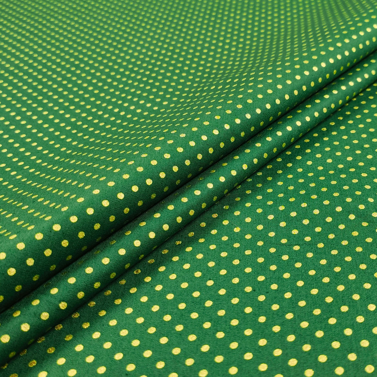 Tissu de coton Lurex Polka Dot Fond vert Image
