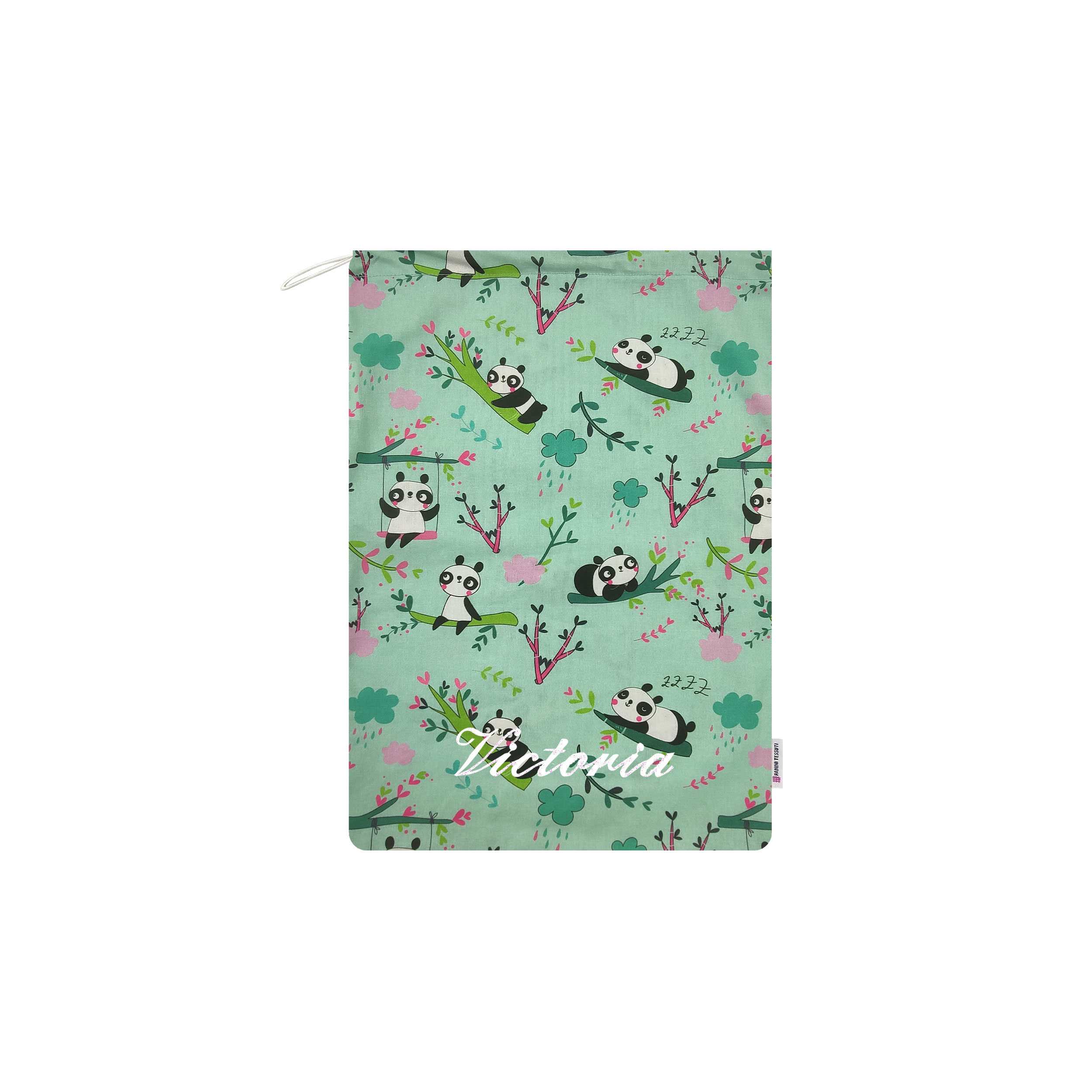 Sac à langer Kindergarten Panda Mint Green Background - Panini Fabrics