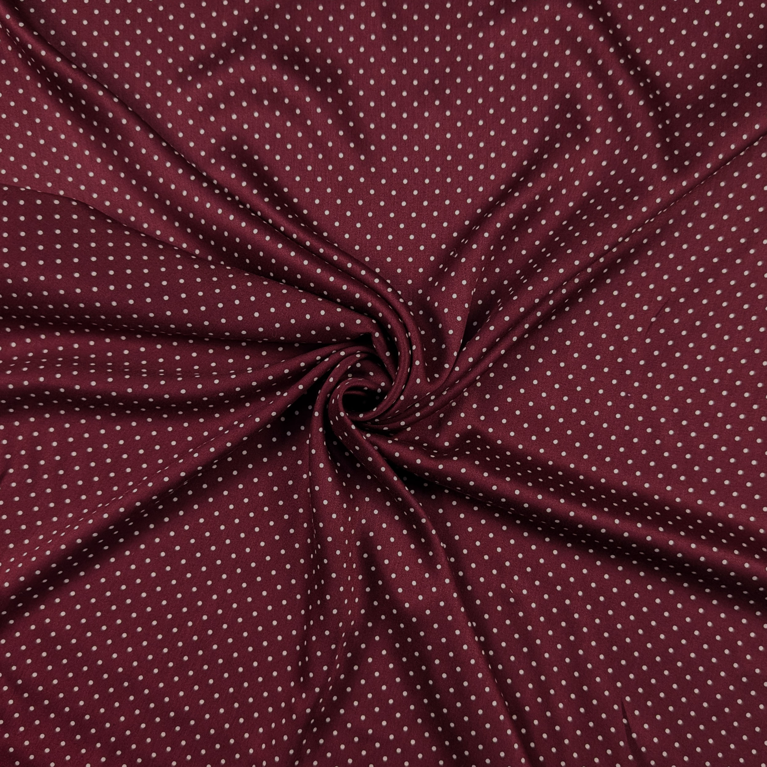 Viscose fabric Bordeaux White polka dots Image
