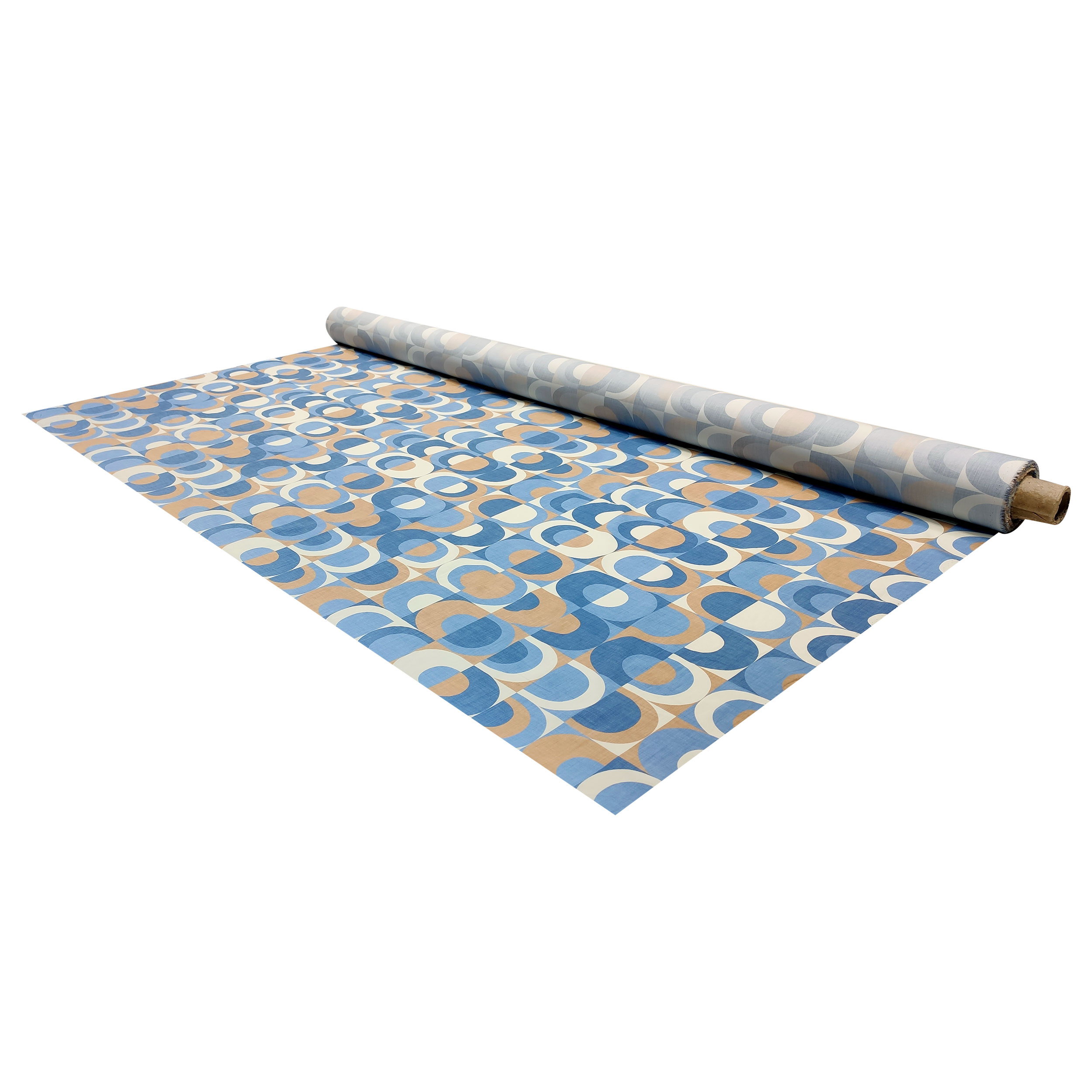 Baumwollstoff Oval Töne Hellblau
