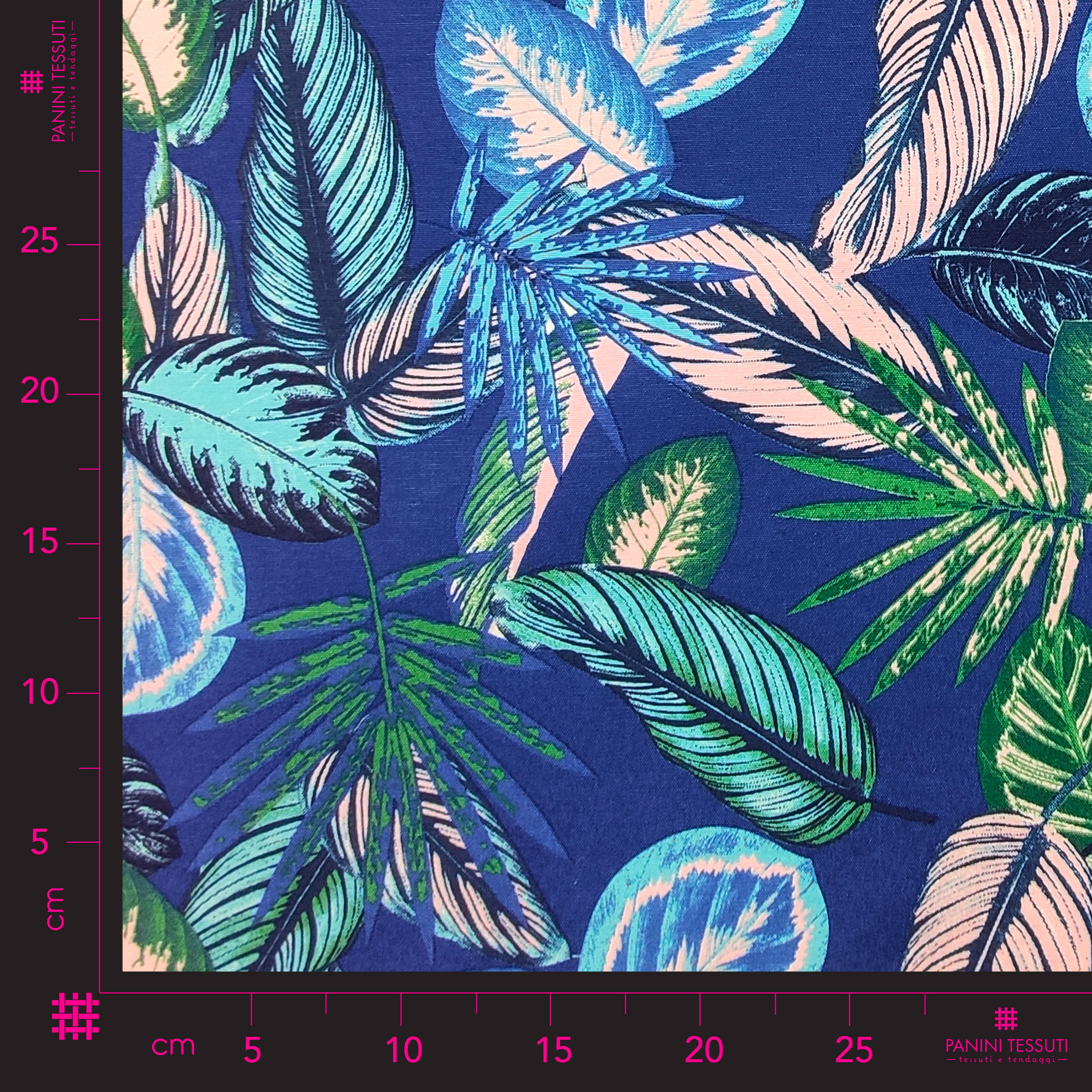 Tejido de mezcla de algodón con hojas azules