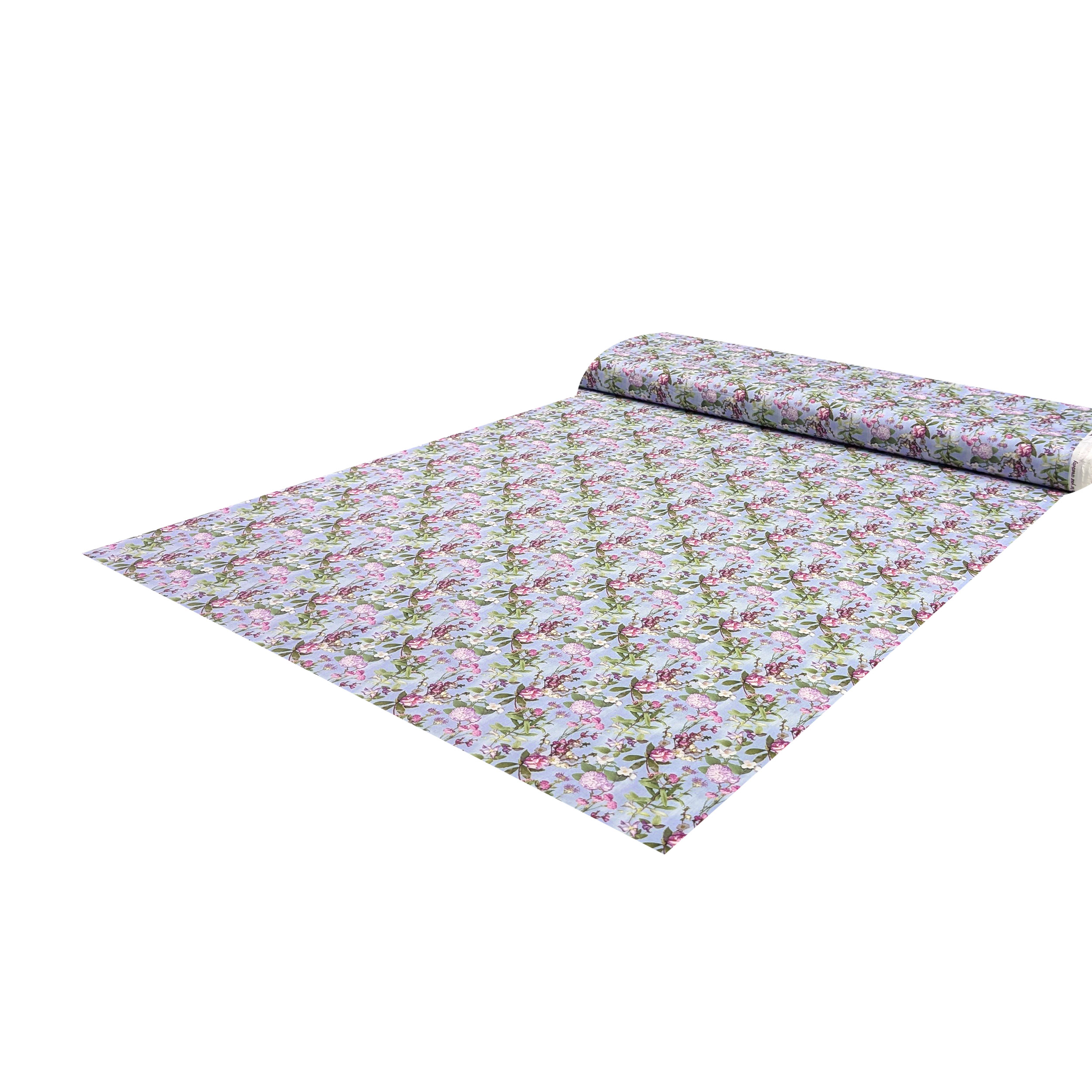Poplin Cotton Floral Flowers Fuxia and Lilac Image