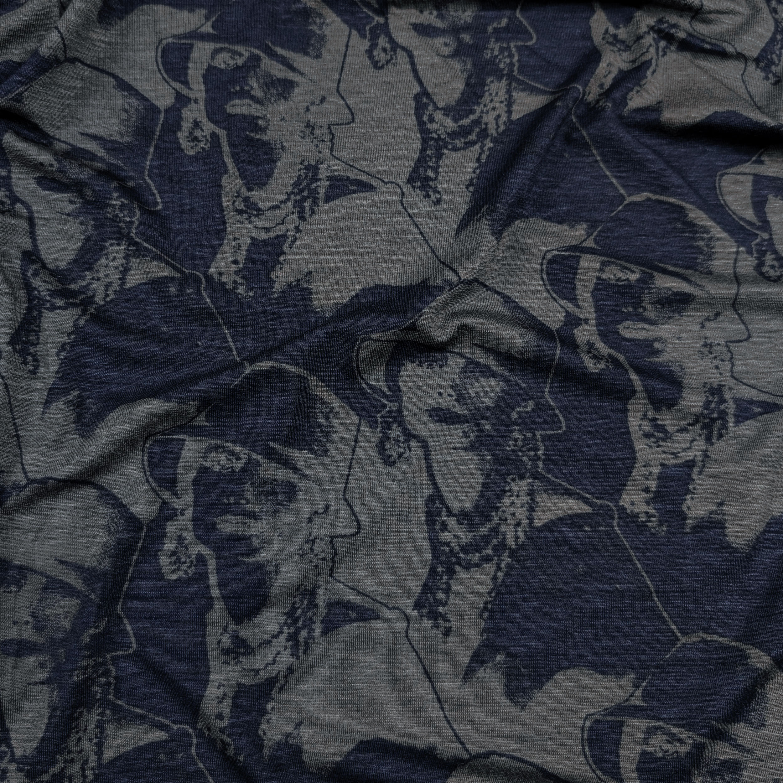 Grey Melange and Blue Fashion Cotton Jersey Image