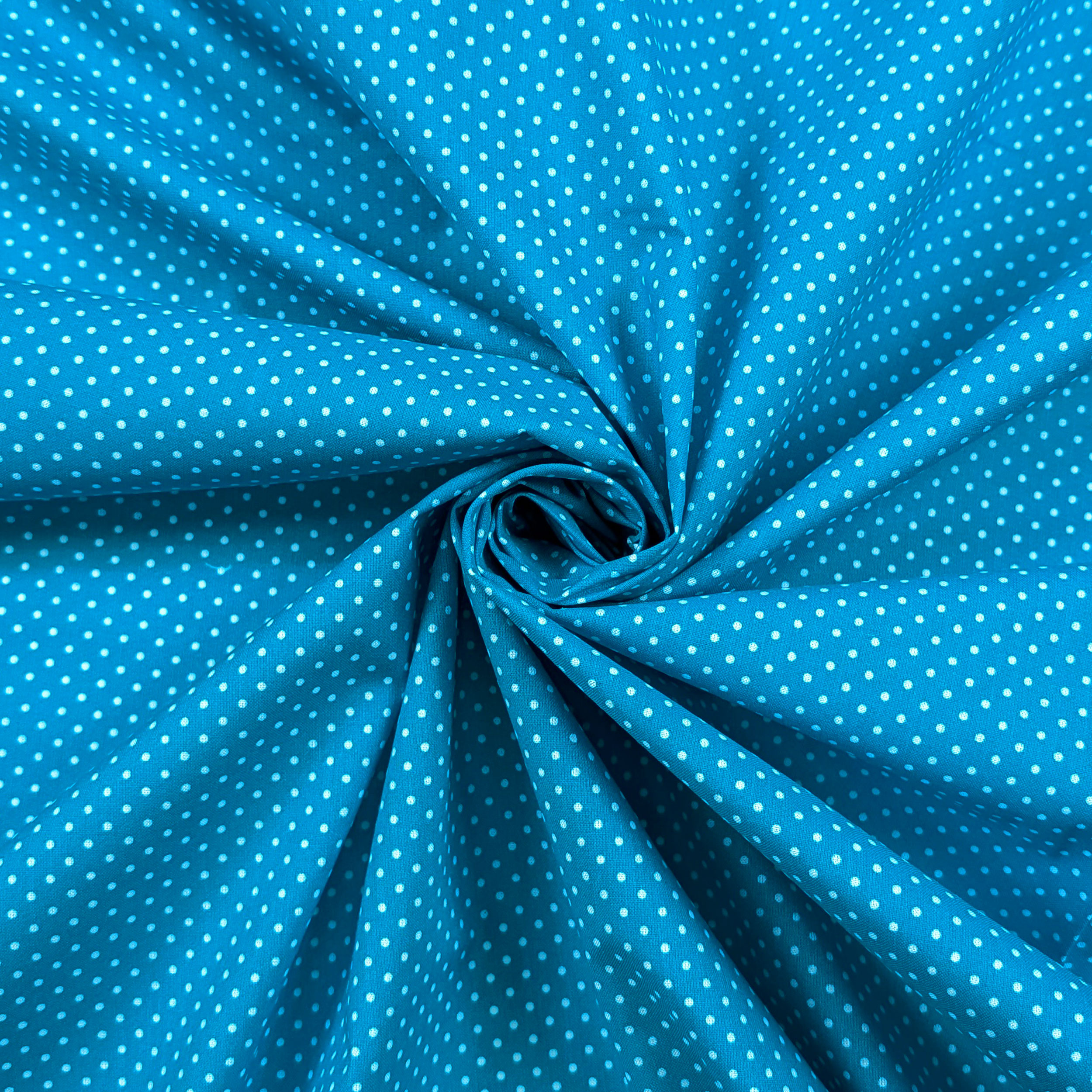 Cotton Fabric Turquoise Polka Dot Image