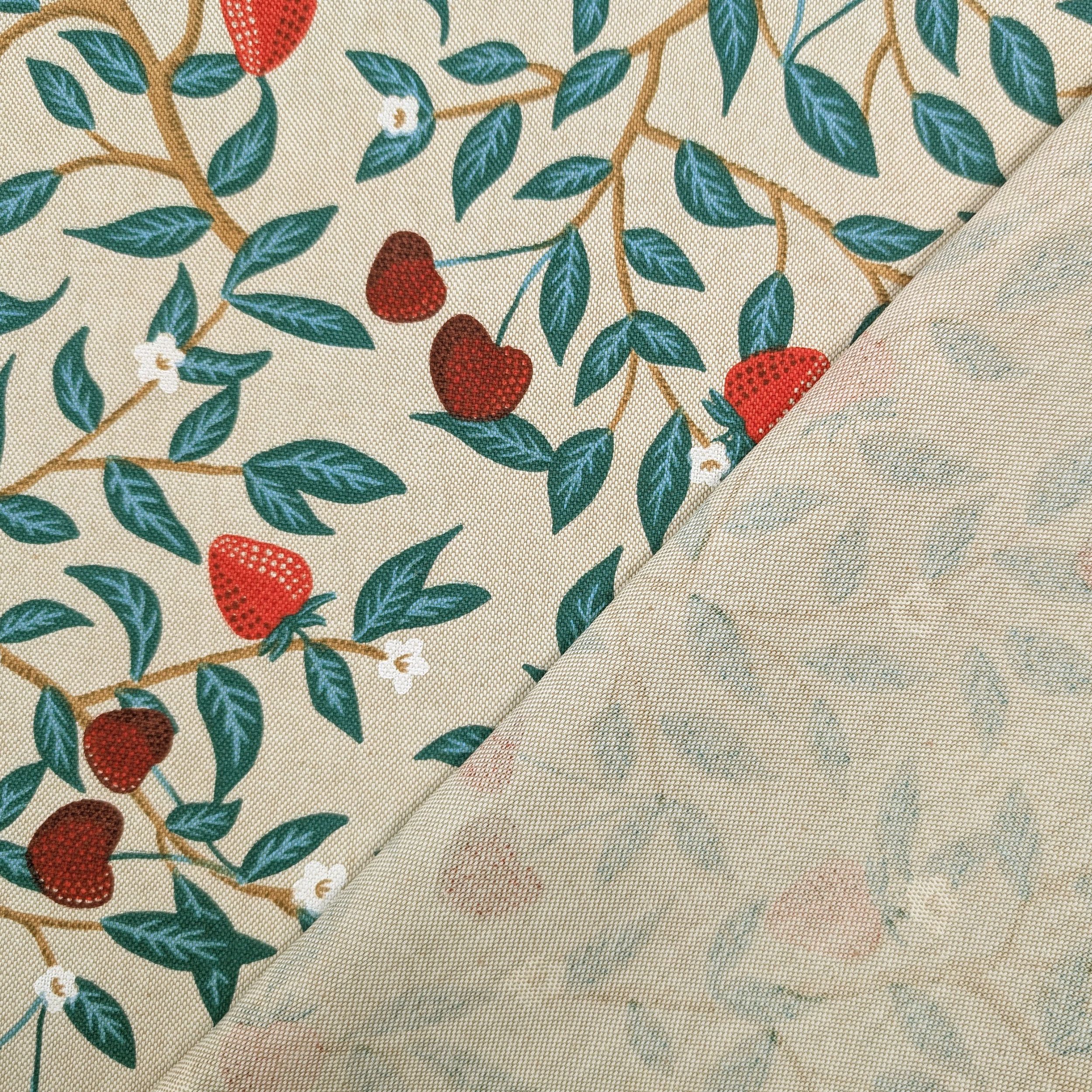 Strawberry and Cherry Panama Fabric Image