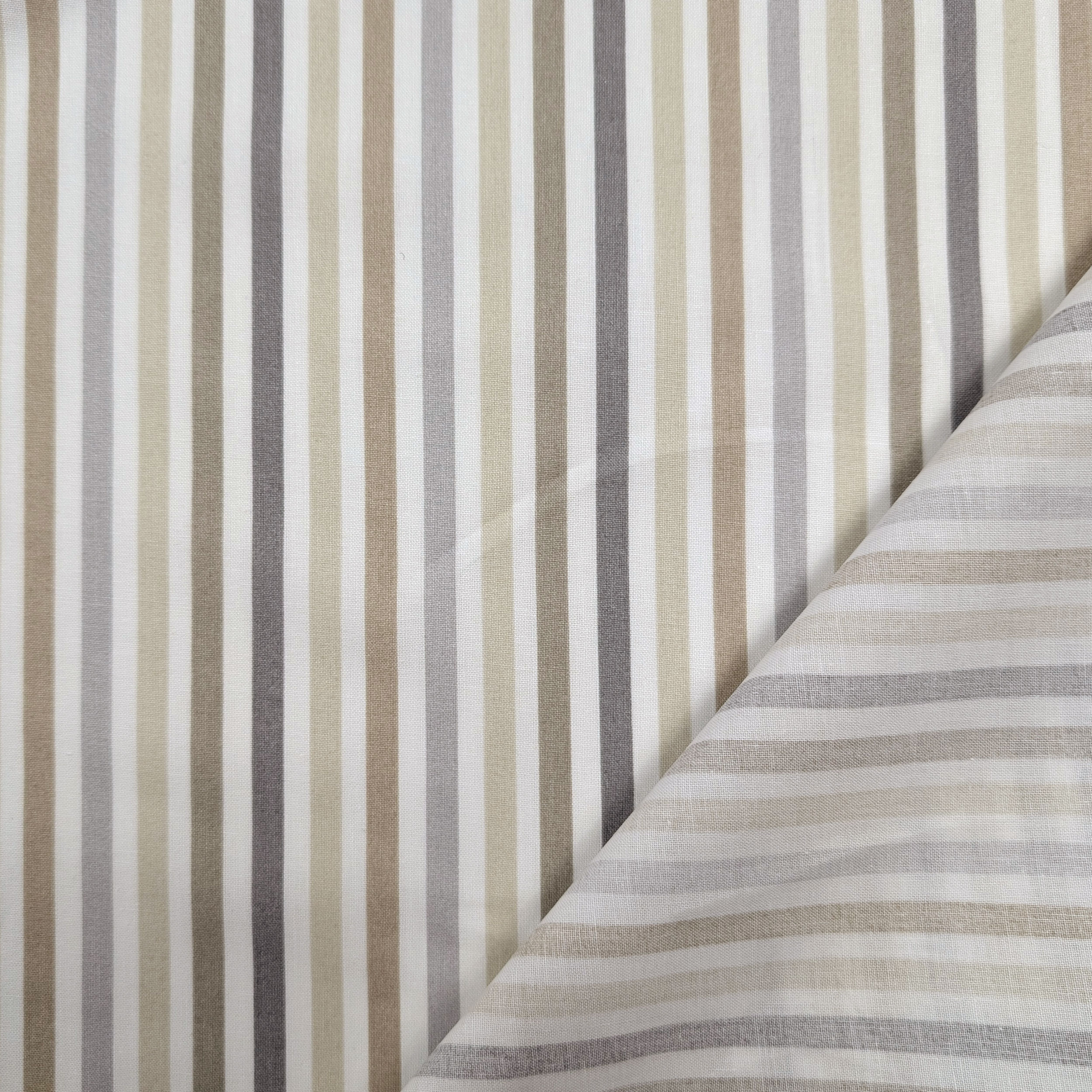 Beige Striped Cotton Fabric Image