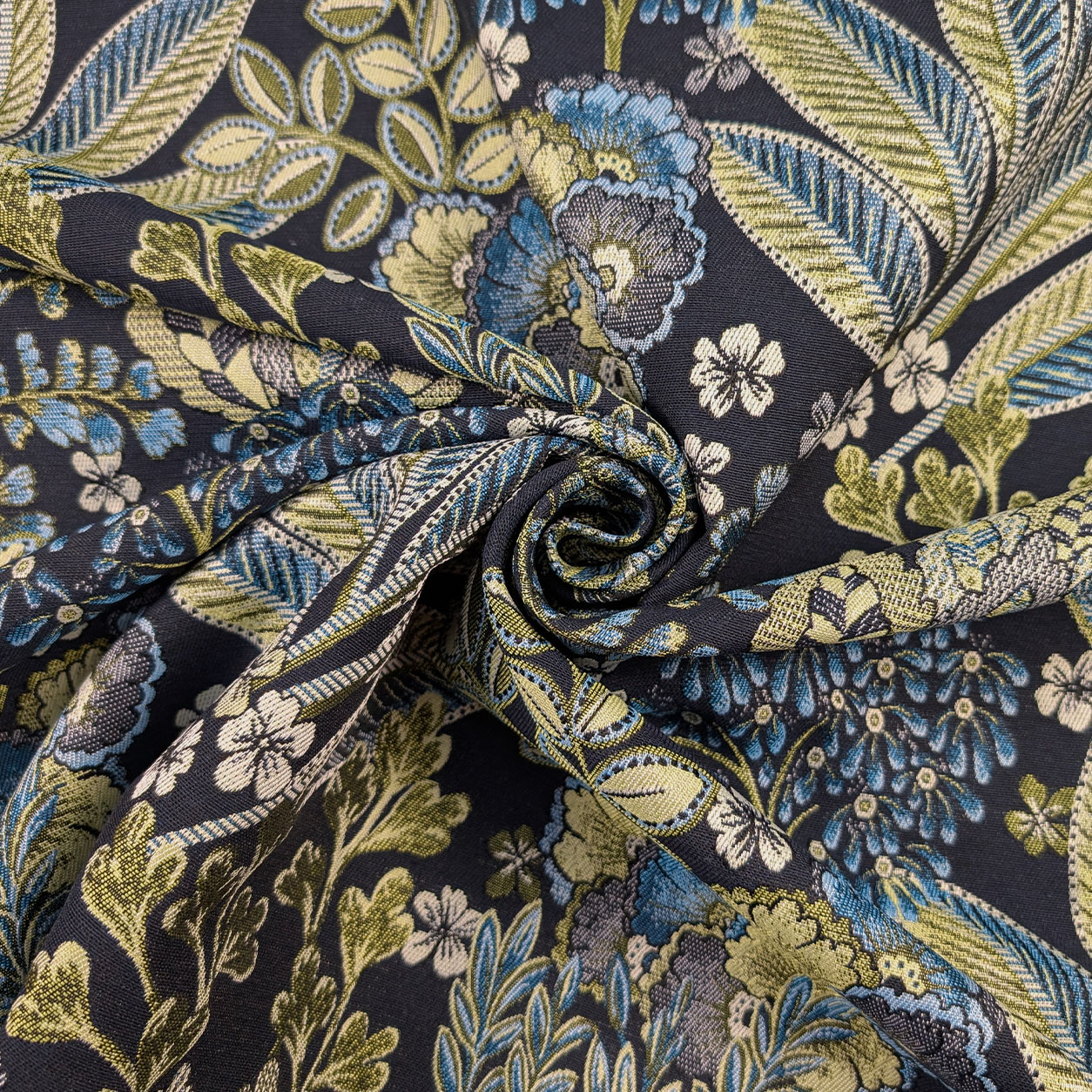 Jacquard Floral Tons de Bleu H 280 cm Image