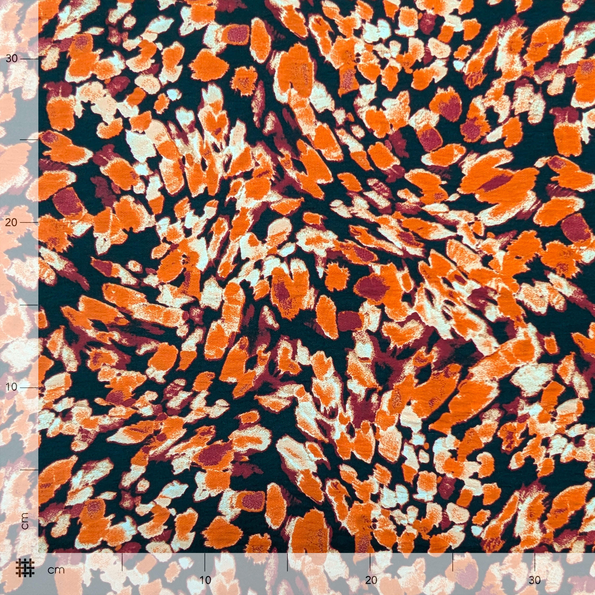 Viscose Hand Crepe Floral Abstract Brick Image