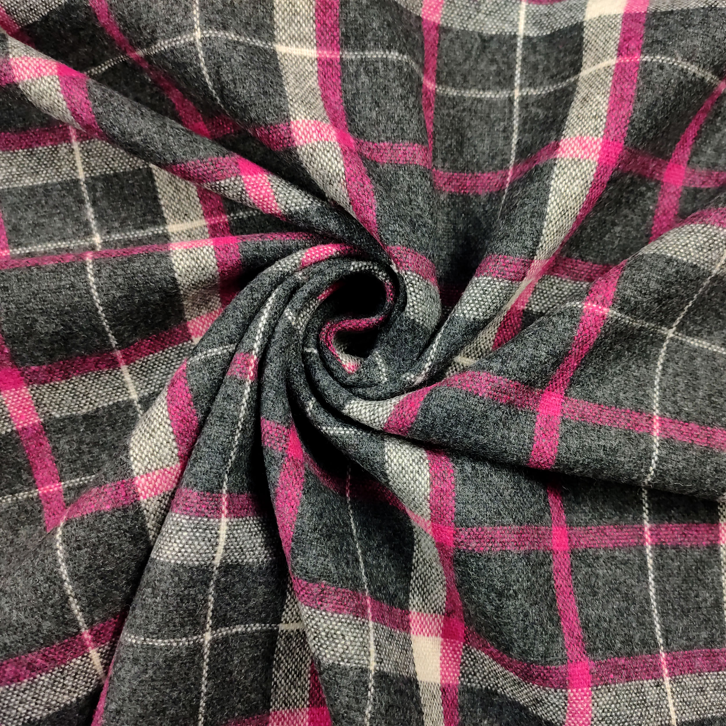 Fuxia White Wool Blend Tartan Scamp Image
