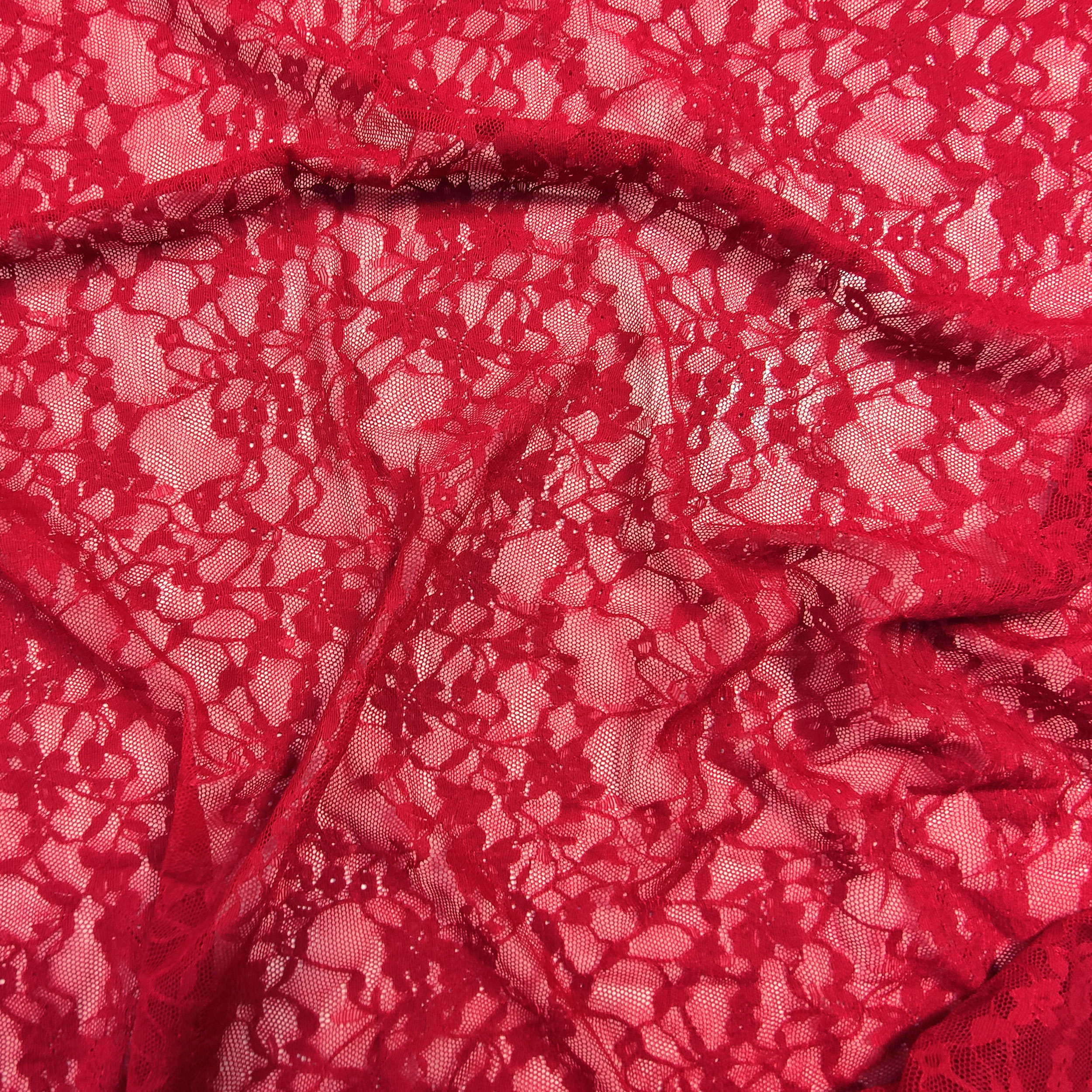 Elastic Floral Lace in Red