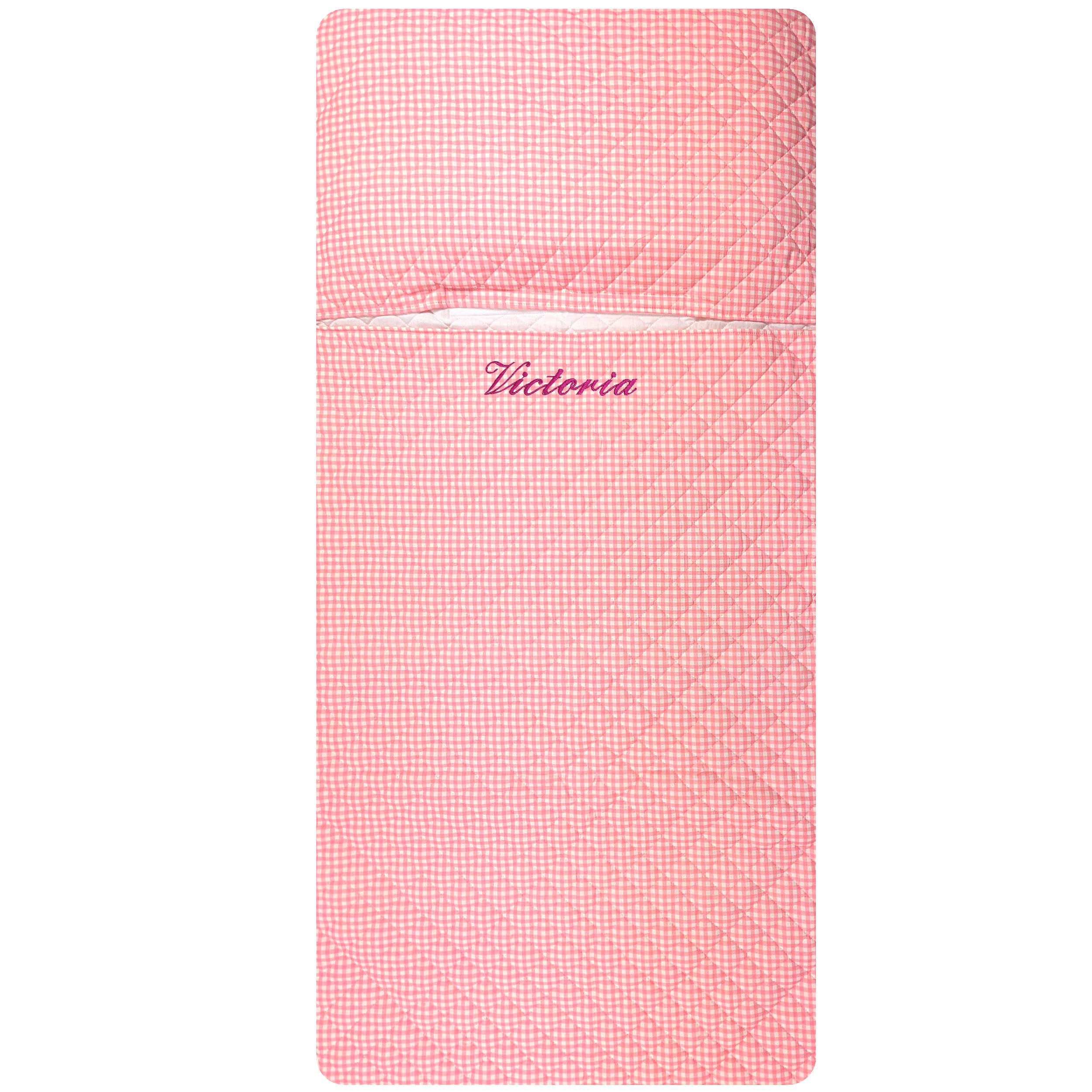 Baby Pink Gingham Baby Sleeping Bag Image