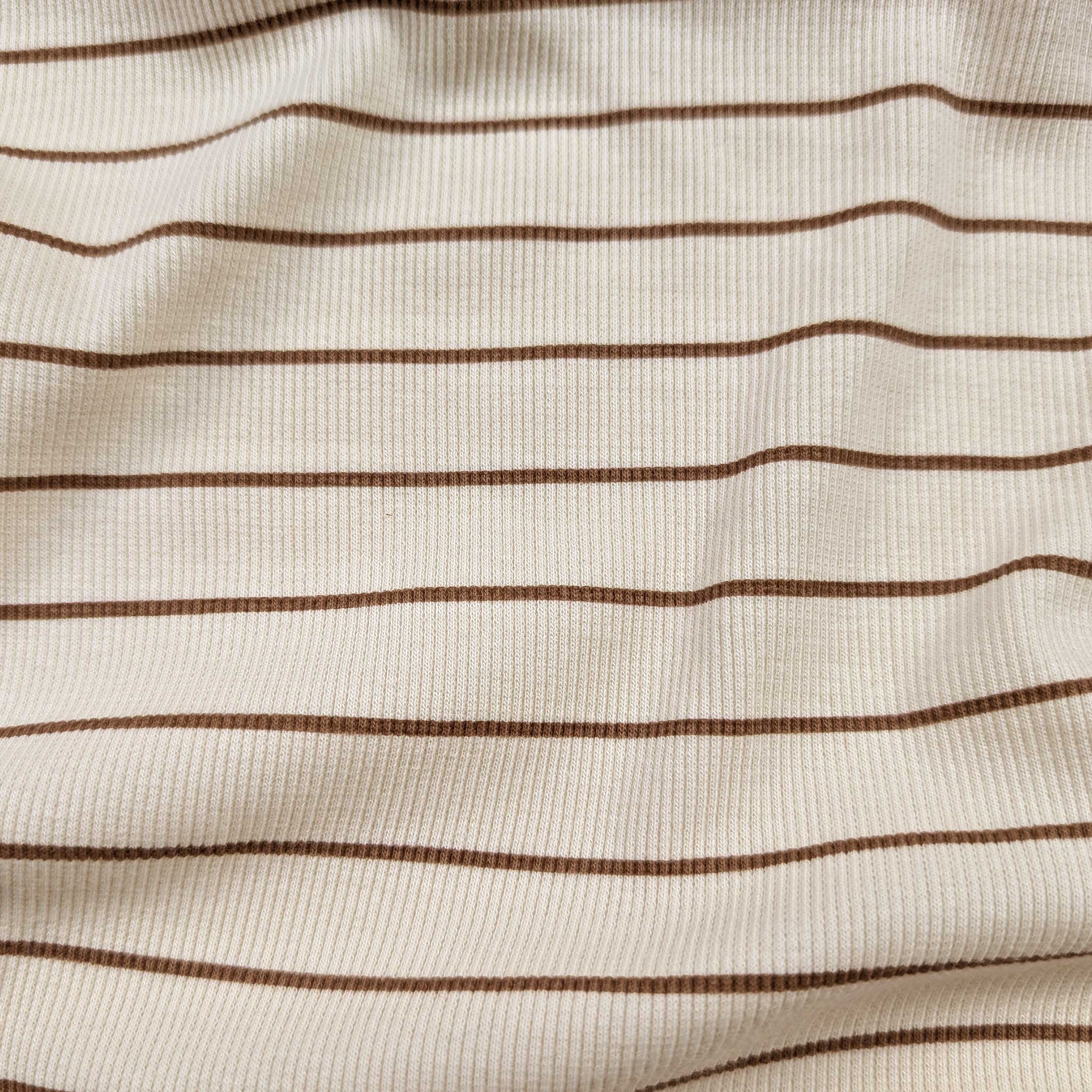 Ribbed Knitted Sweater Brown Stripes Image