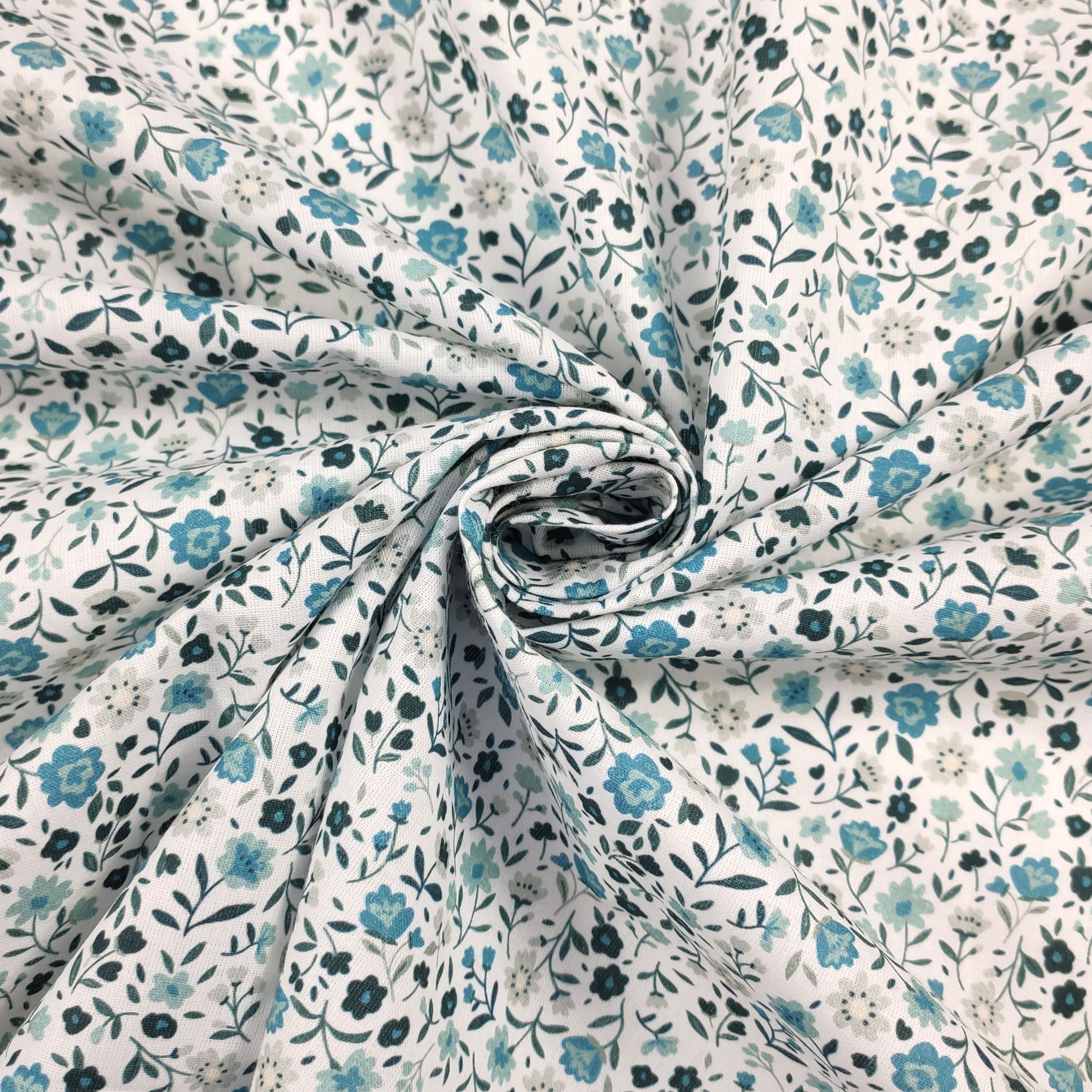 Cotton Fabric Petroleum Flowers Image
