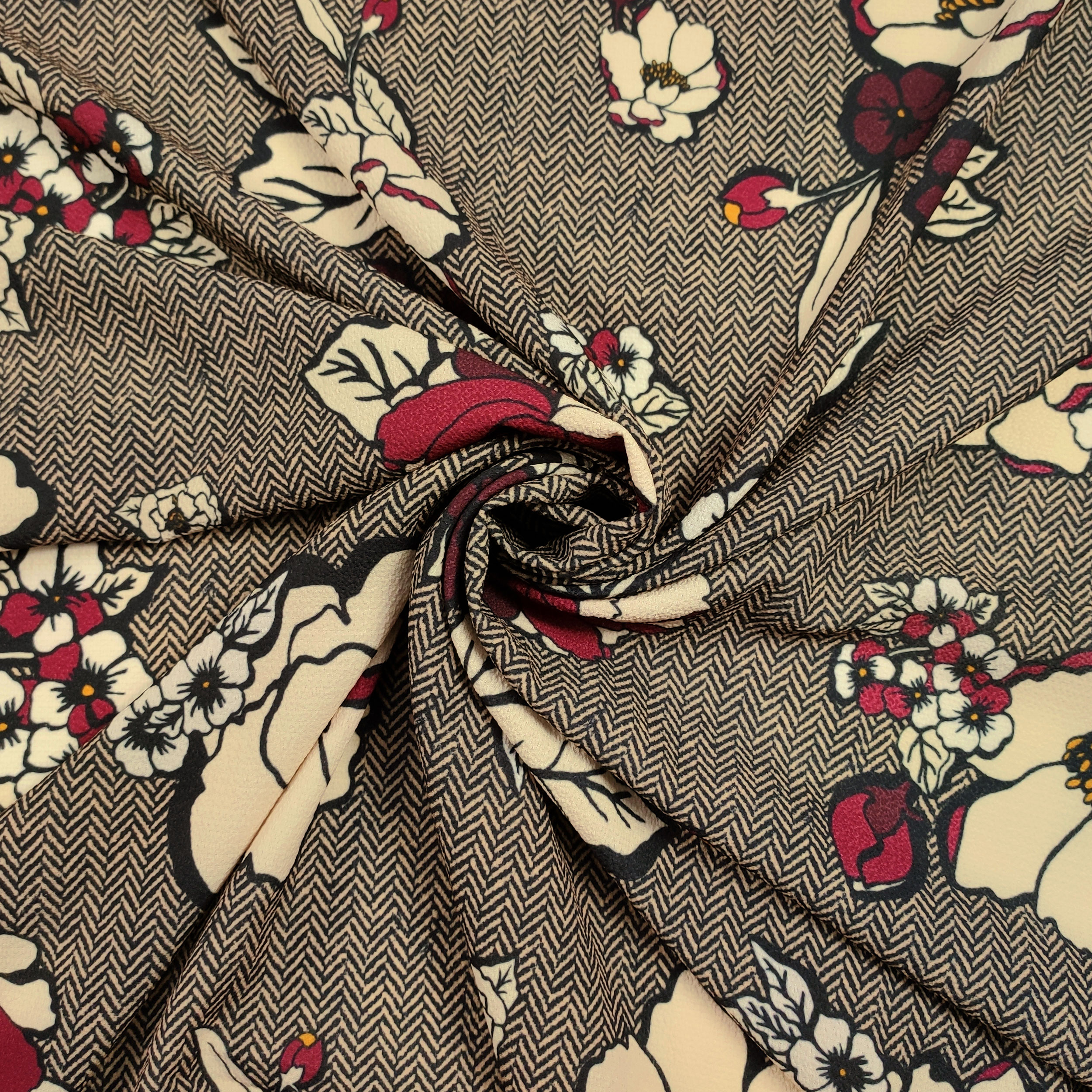 Crepe Herringbone Flowers Fashion