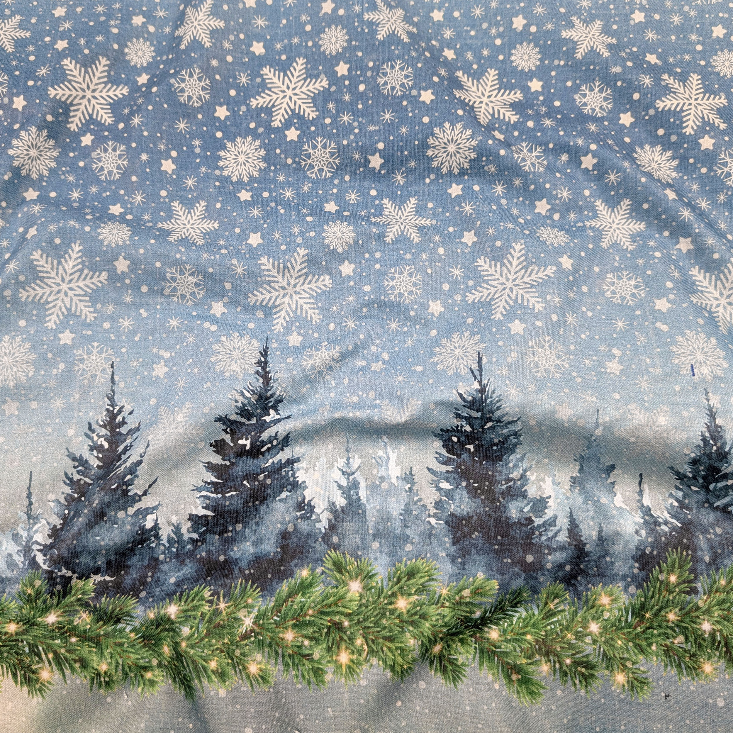 Fabric for Resin Tablecloth with Santa's Sleigh Border Image