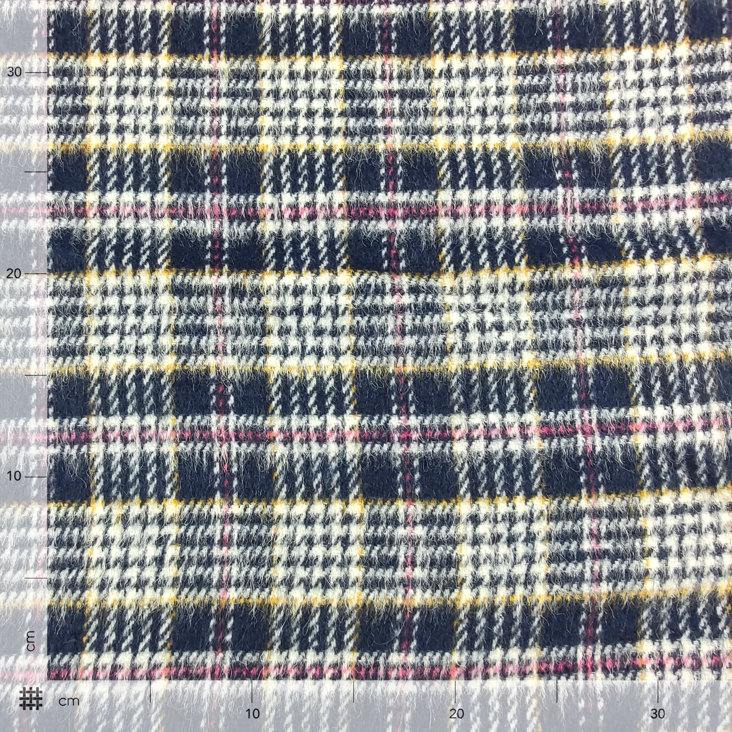 Mélange de laine écossaise bleu jaune et rose