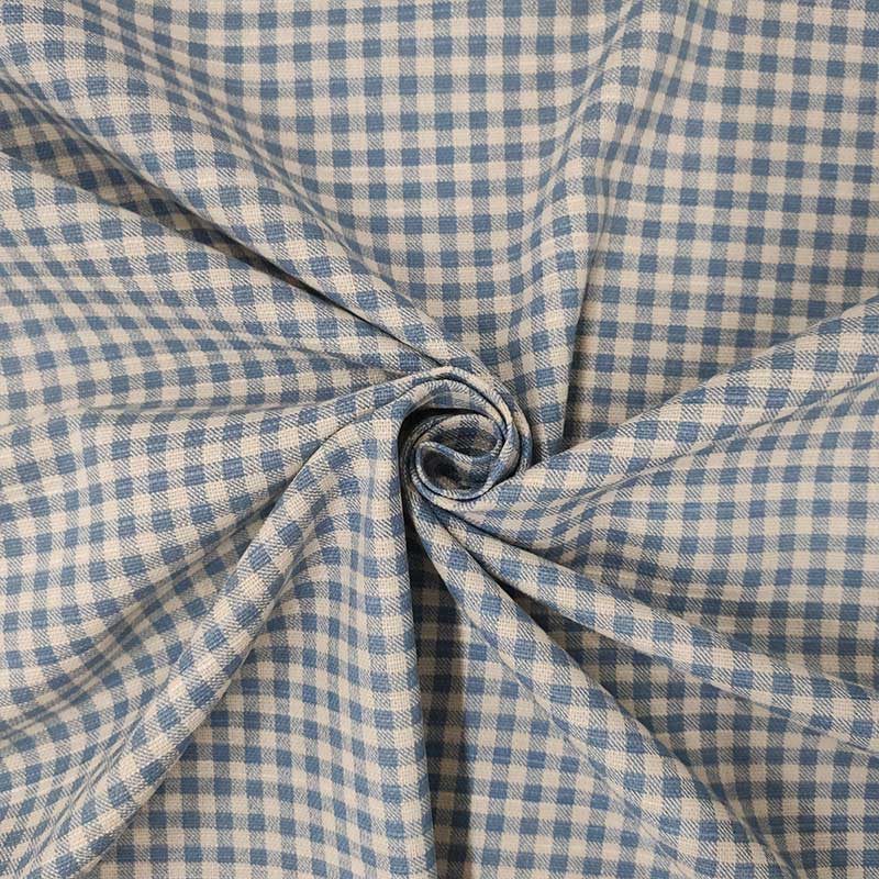 Tissu de coton à carreaux bleu clair Image