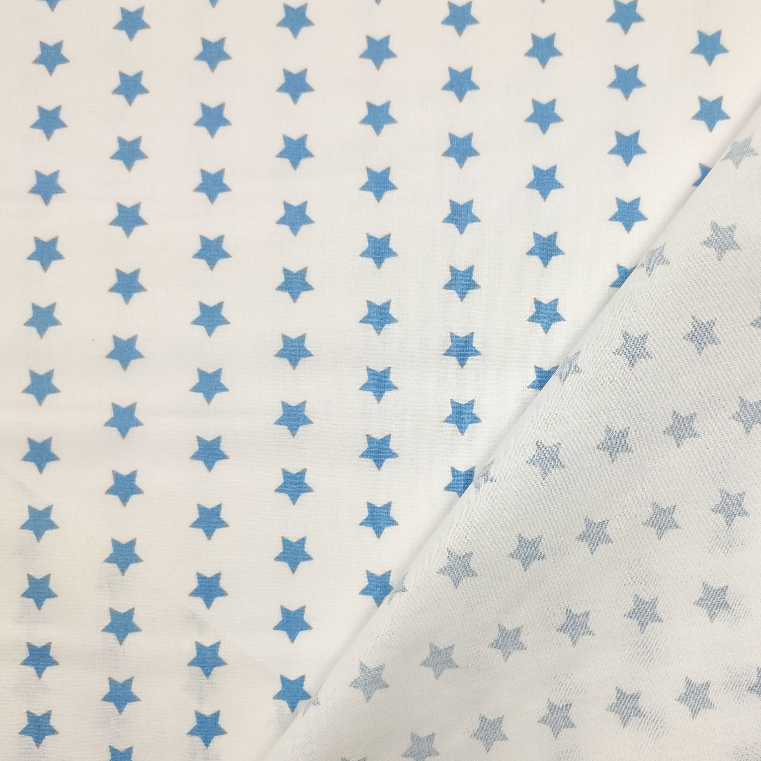 Printed Cotton - White Background with Stars Image